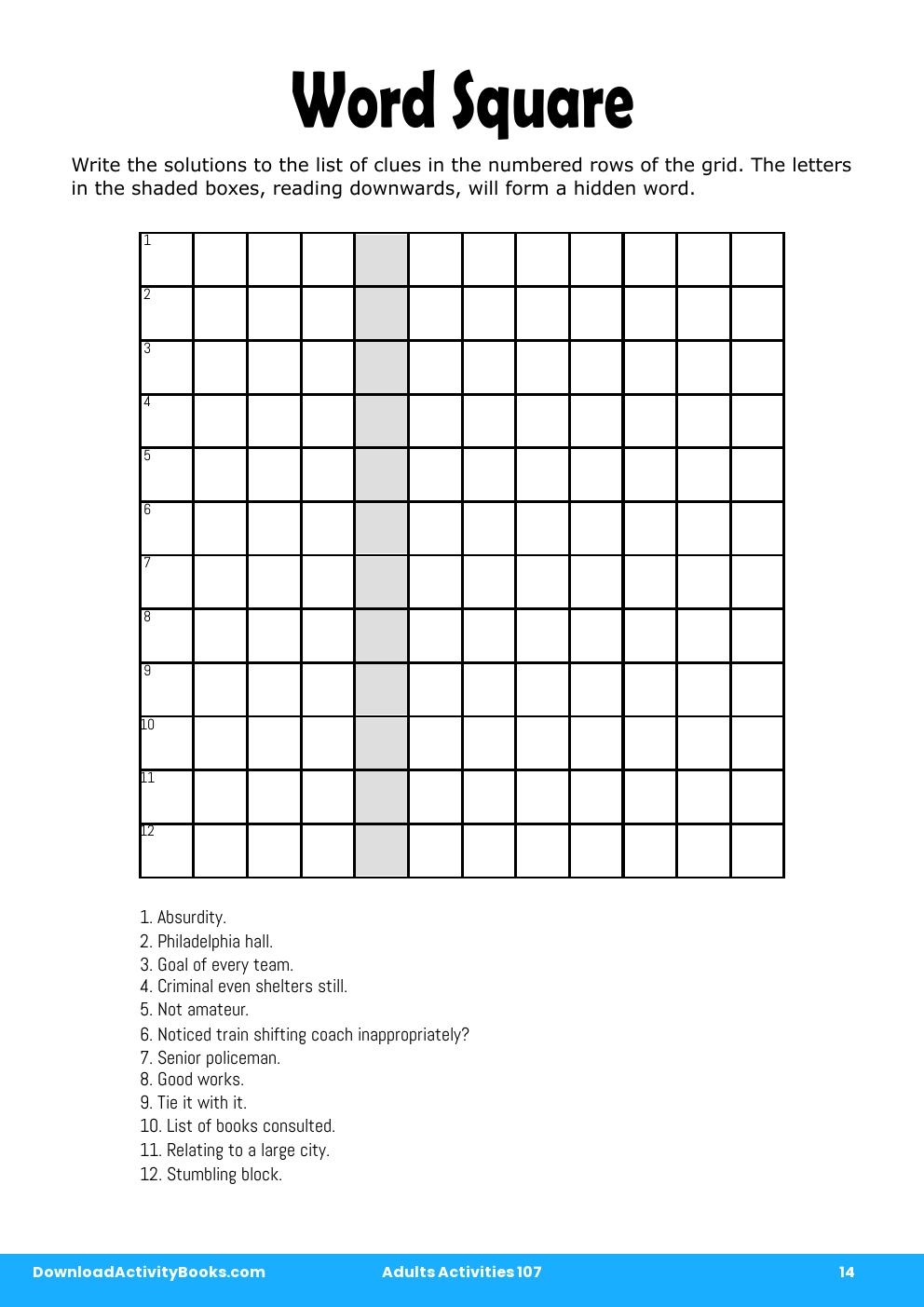 Word Square in Adults Activities 107
