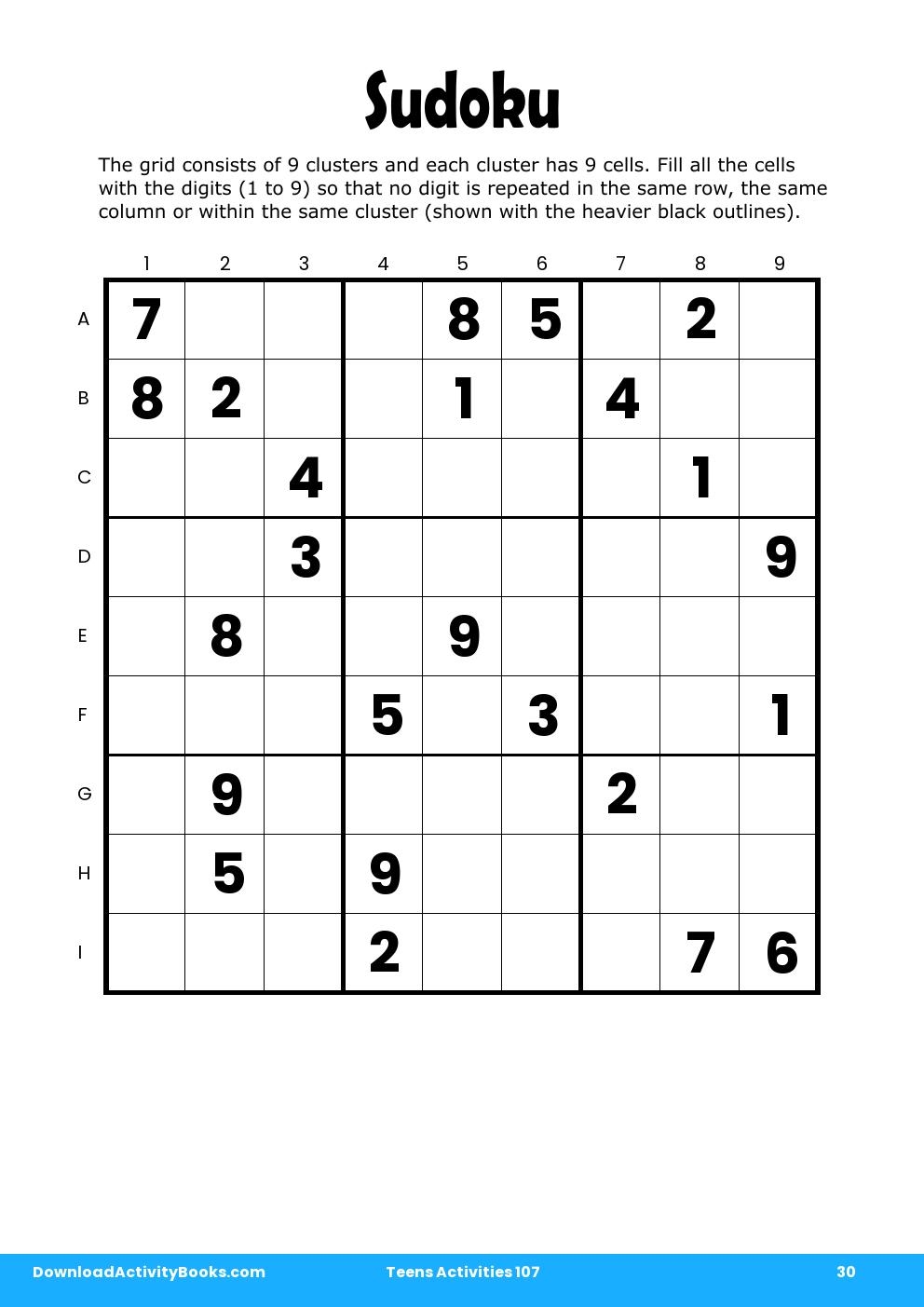 Sudoku in Teens Activities 107