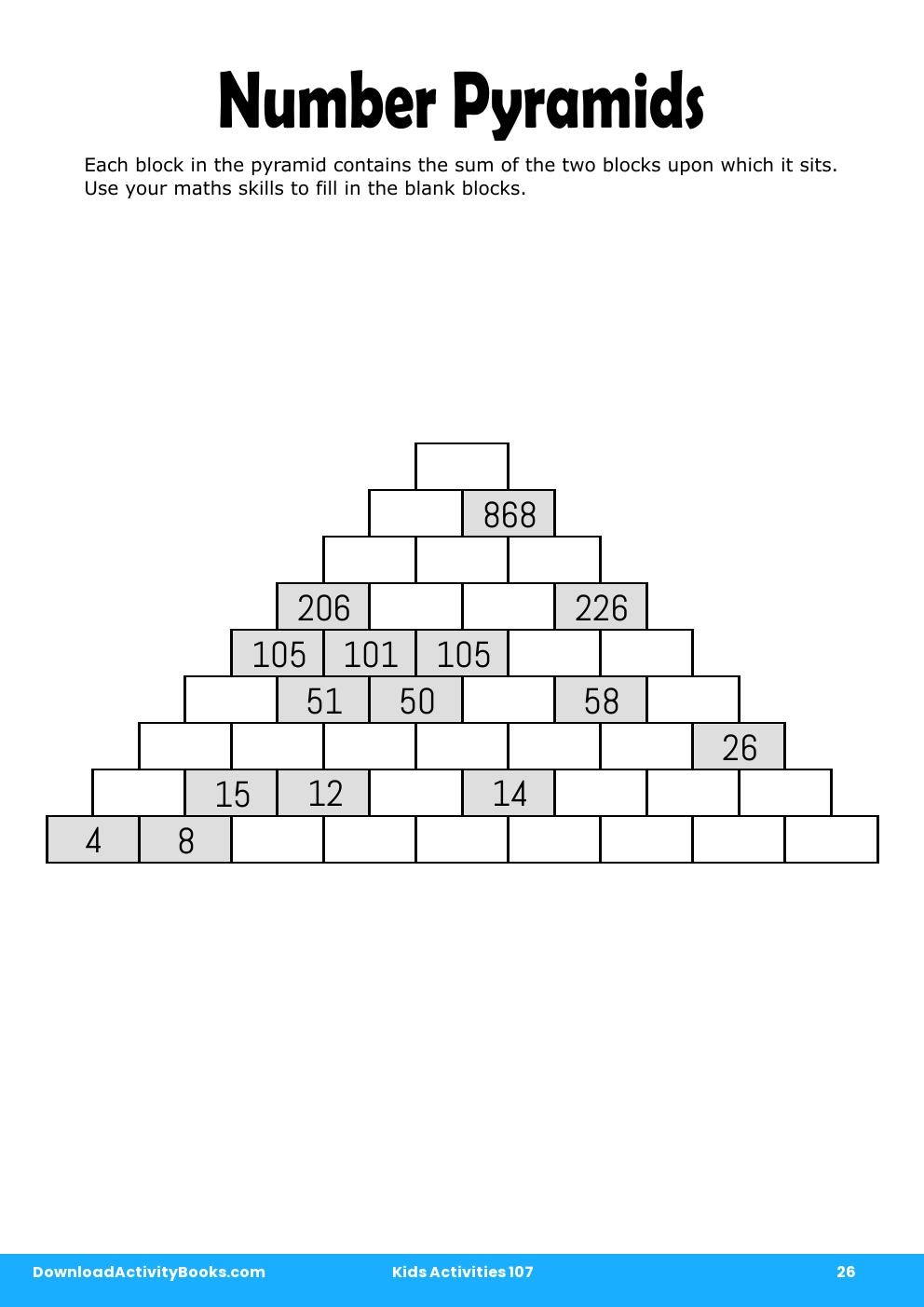 Number Pyramids in Kids Activities 107