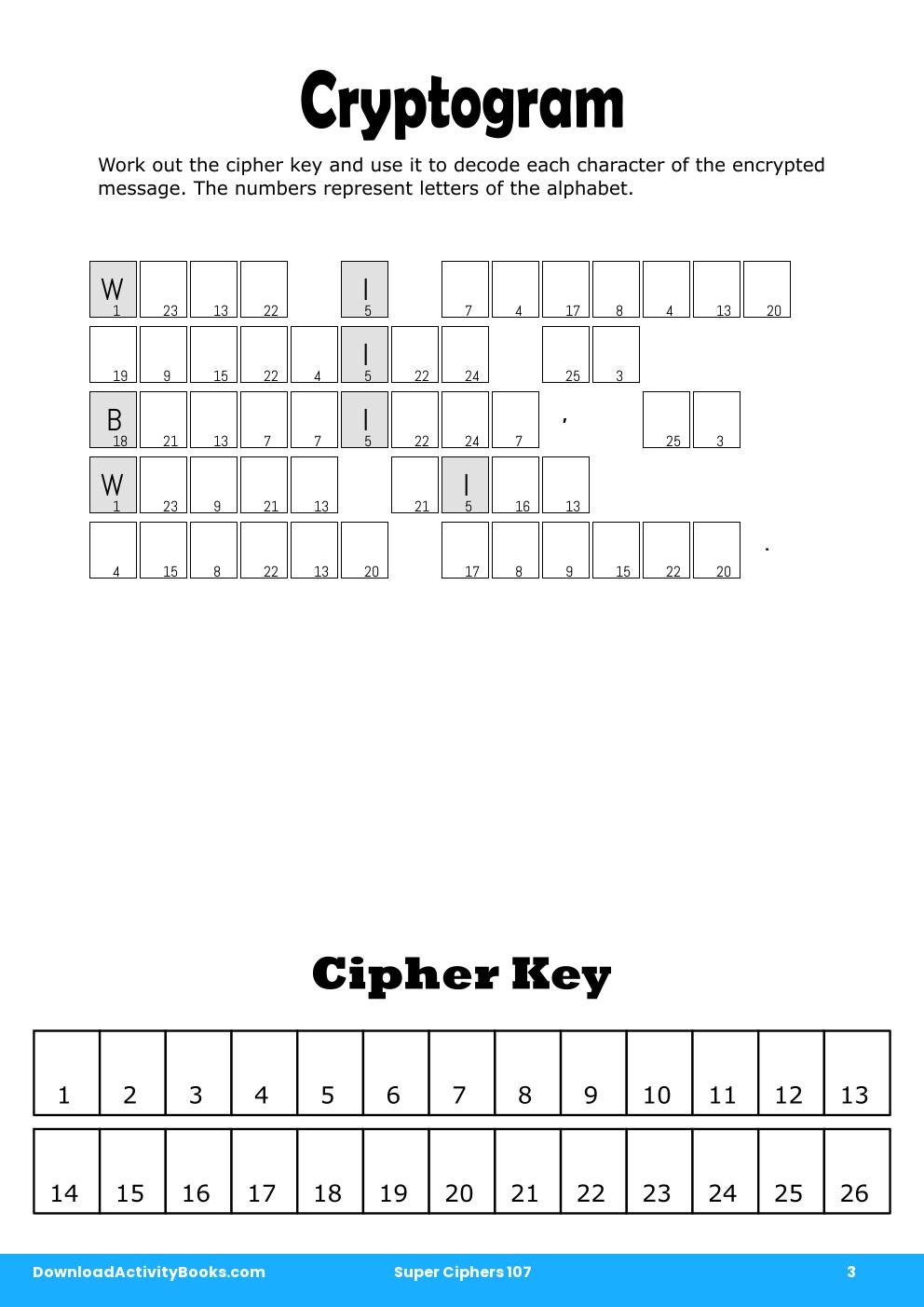 Cryptogram in Super Ciphers 107