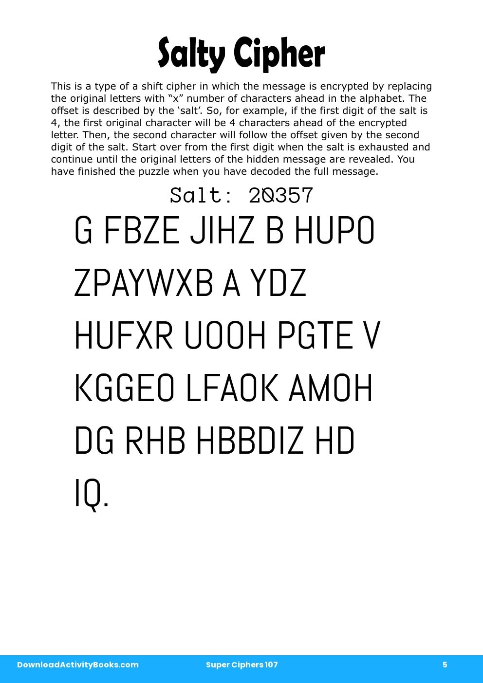 Salty Cipher in Super Ciphers 107