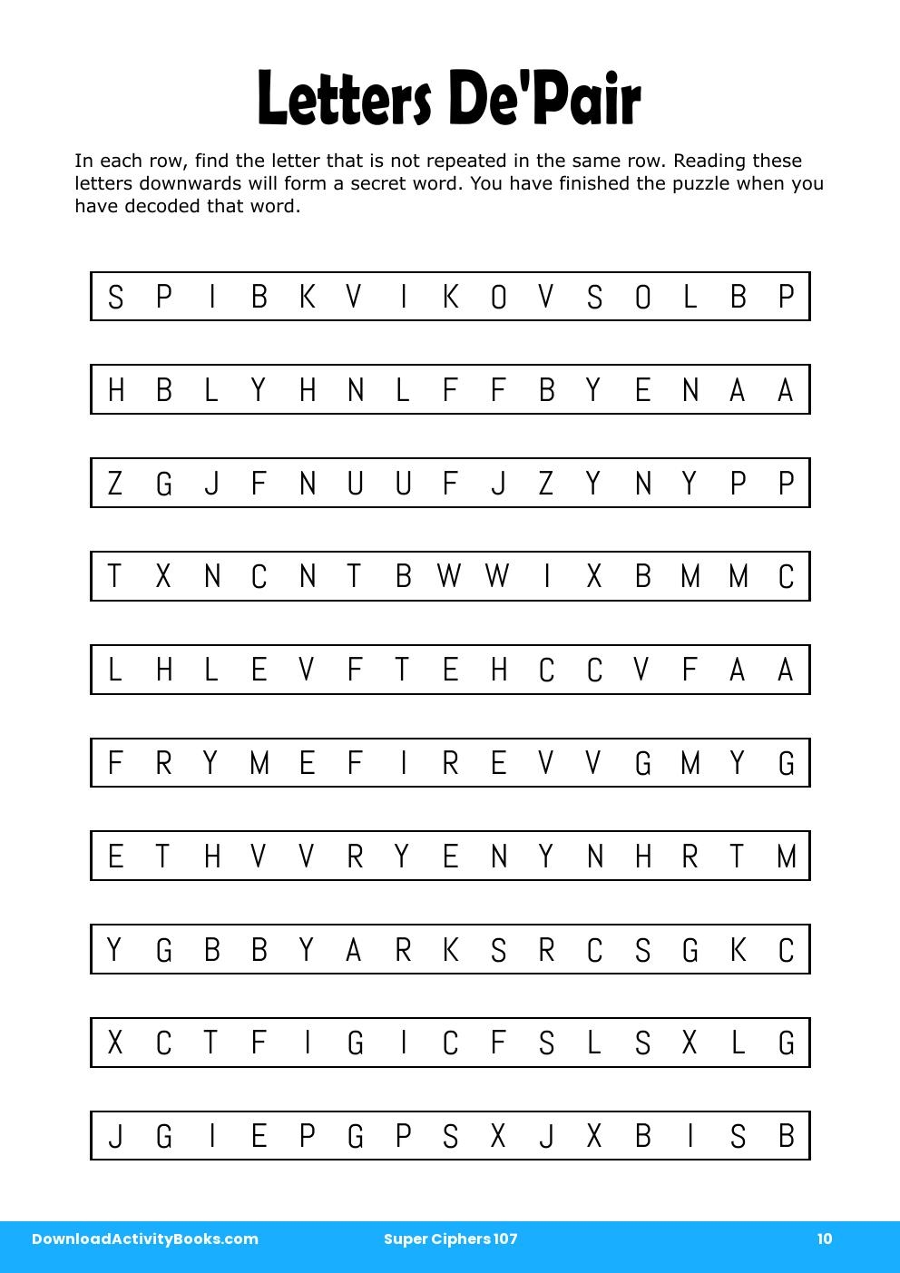 Letters De'Pair in Super Ciphers 107