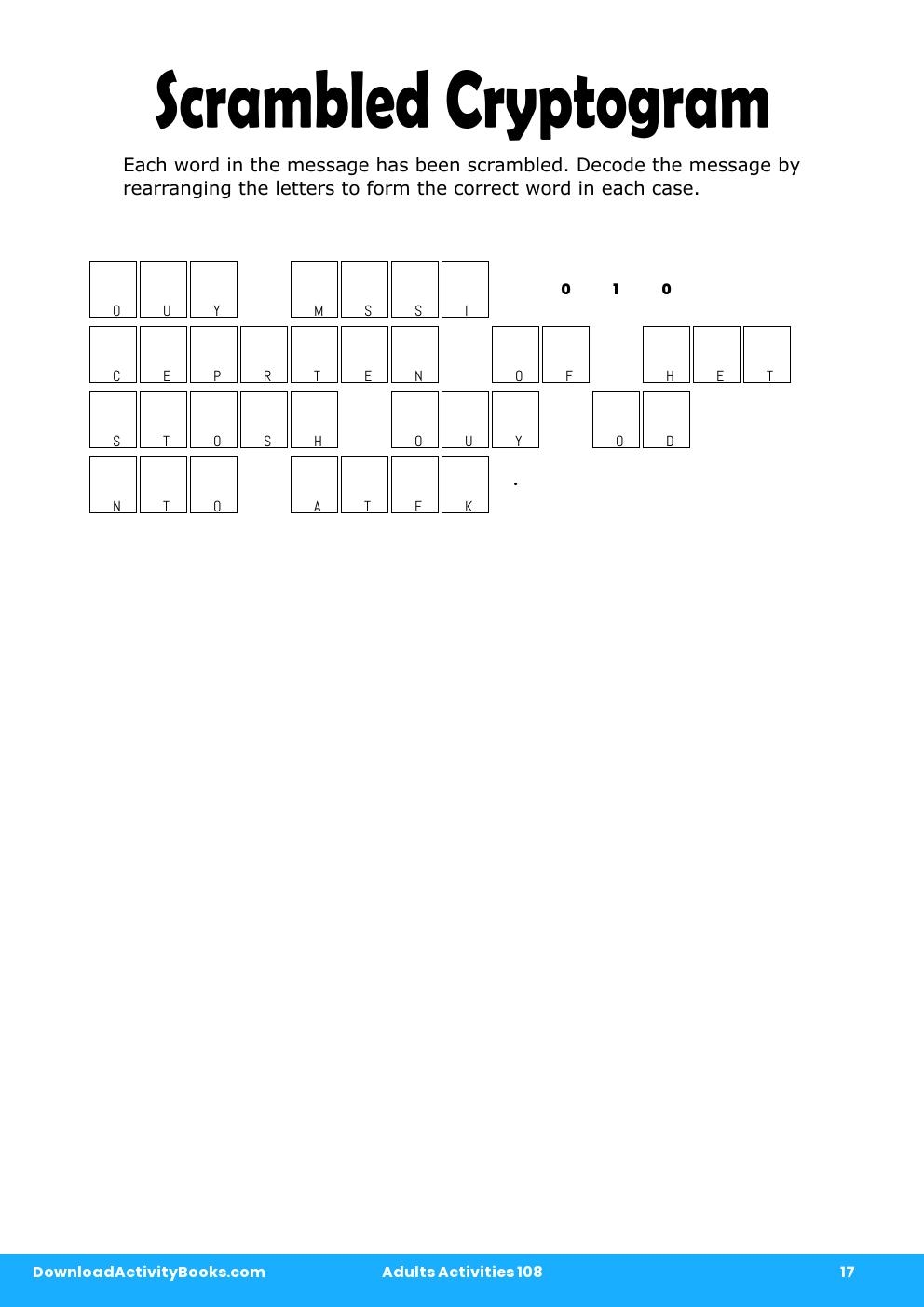 Scrambled Cryptogram in Adults Activities 108