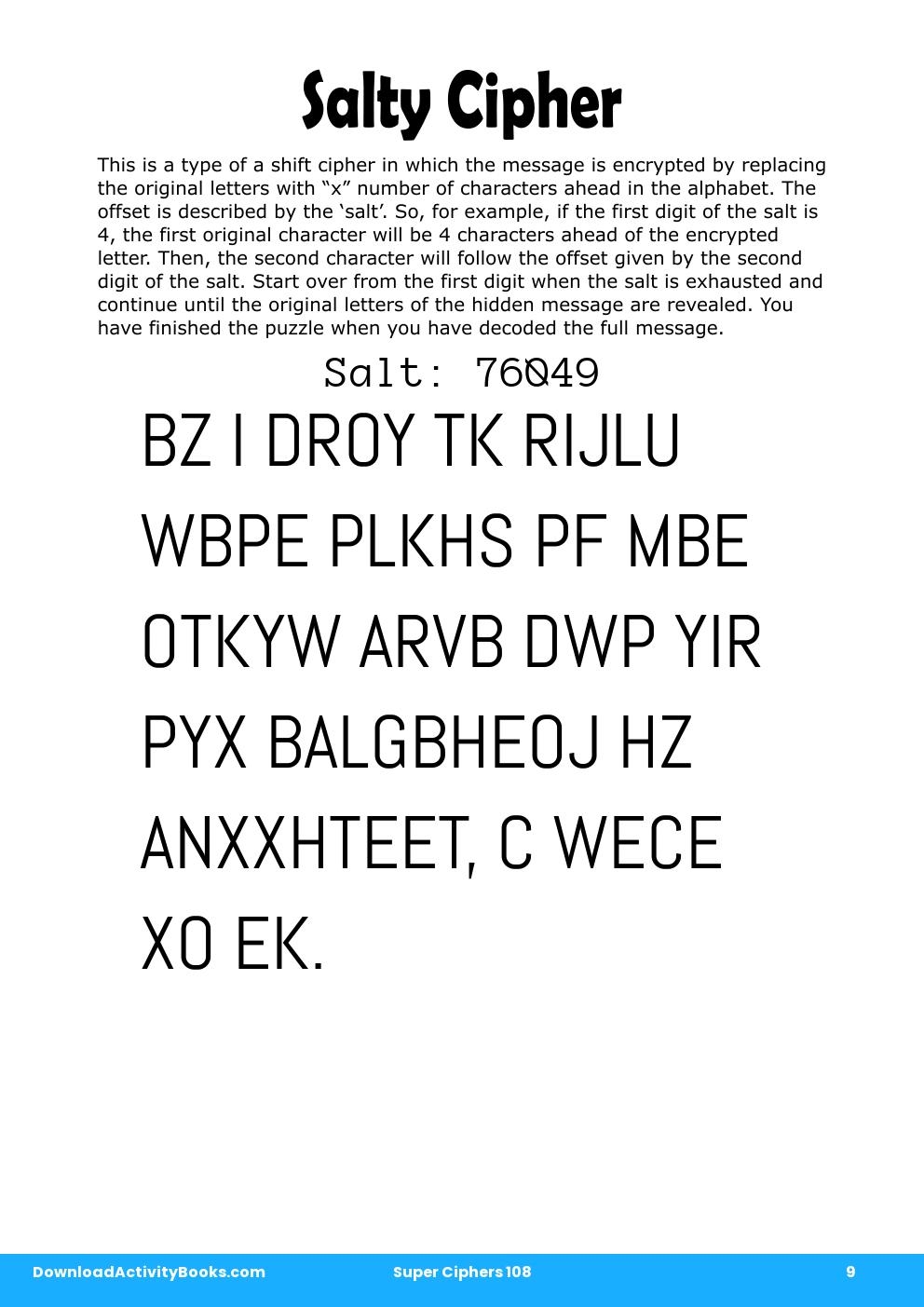 Salty Cipher in Super Ciphers 108