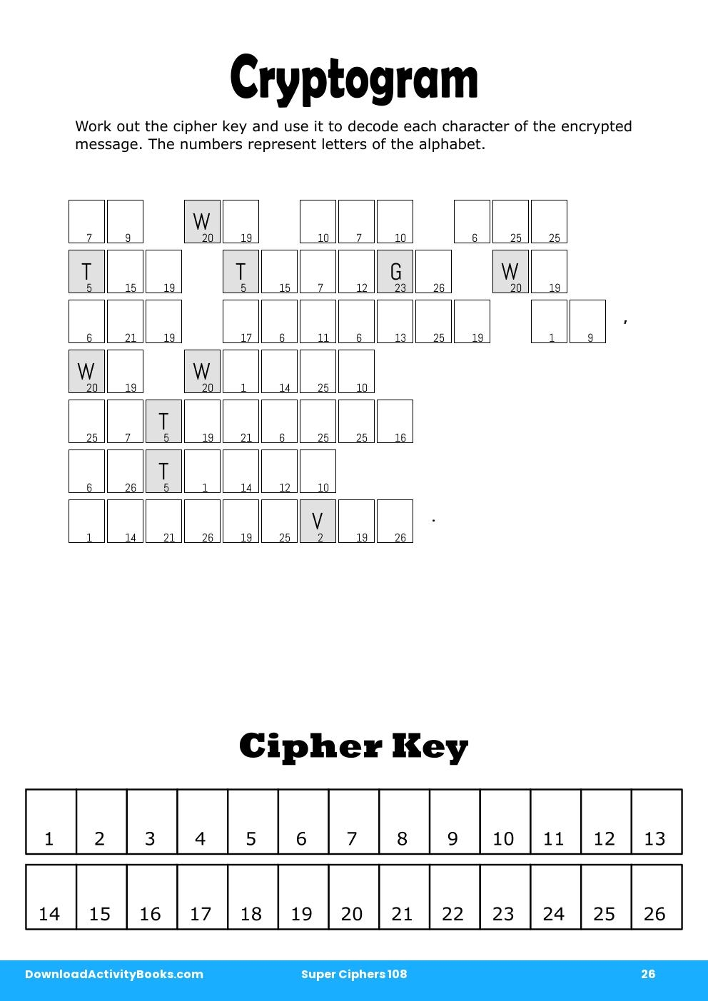Cryptogram in Super Ciphers 108