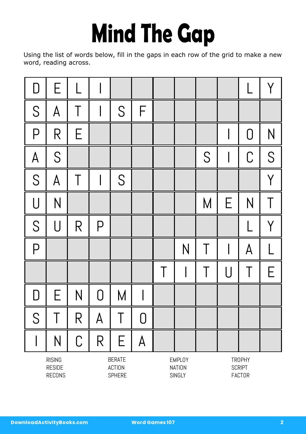 Mind The Gap in Word Games 107