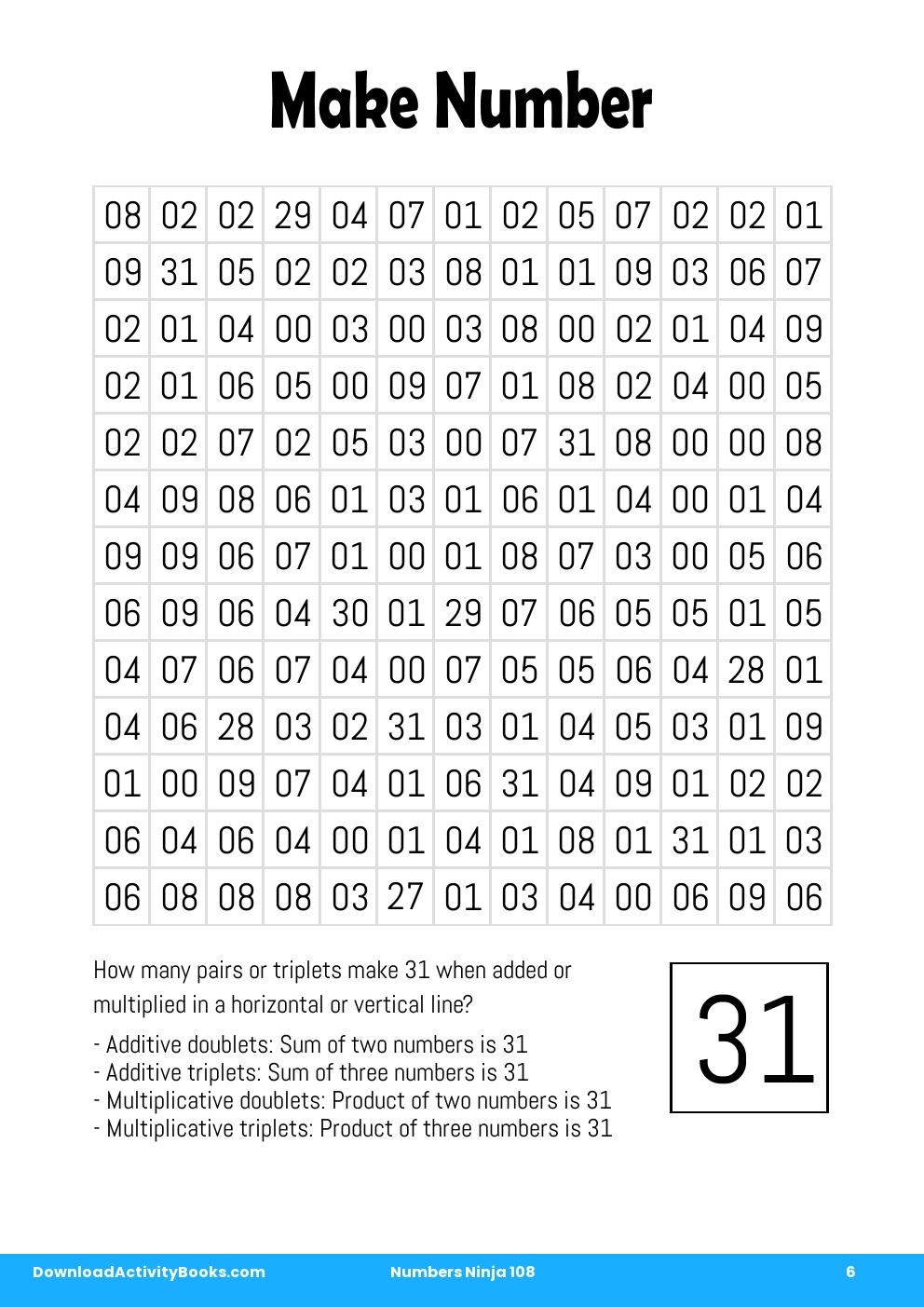 Make Number in Numbers Ninja 108