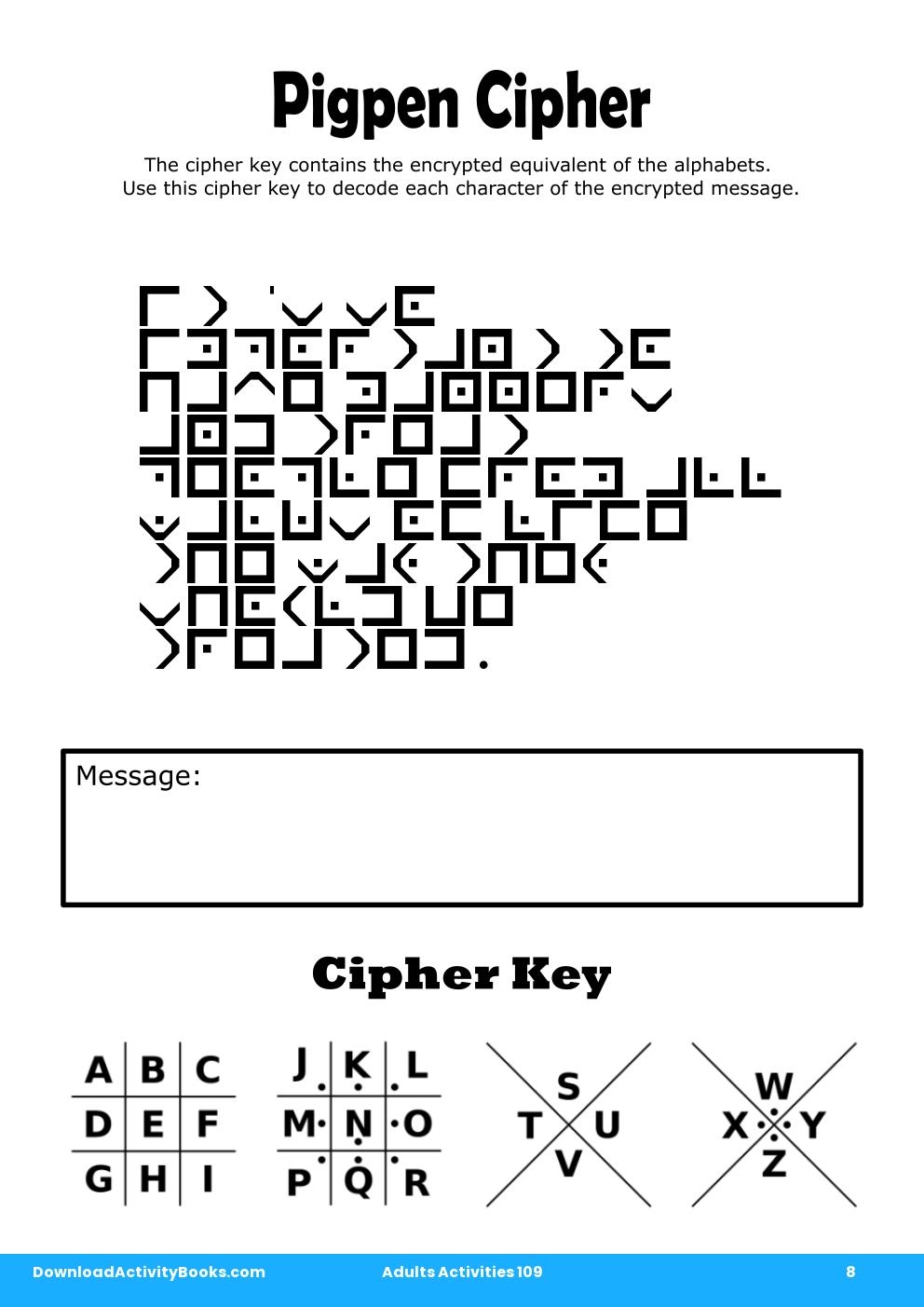 Pigpen Cipher in Adults Activities 109