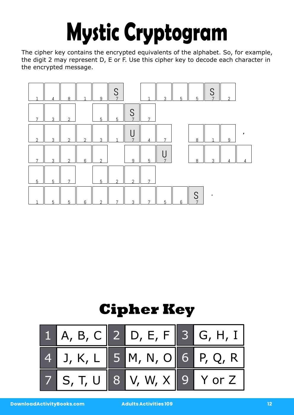 Mystic Cryptogram in Adults Activities 109