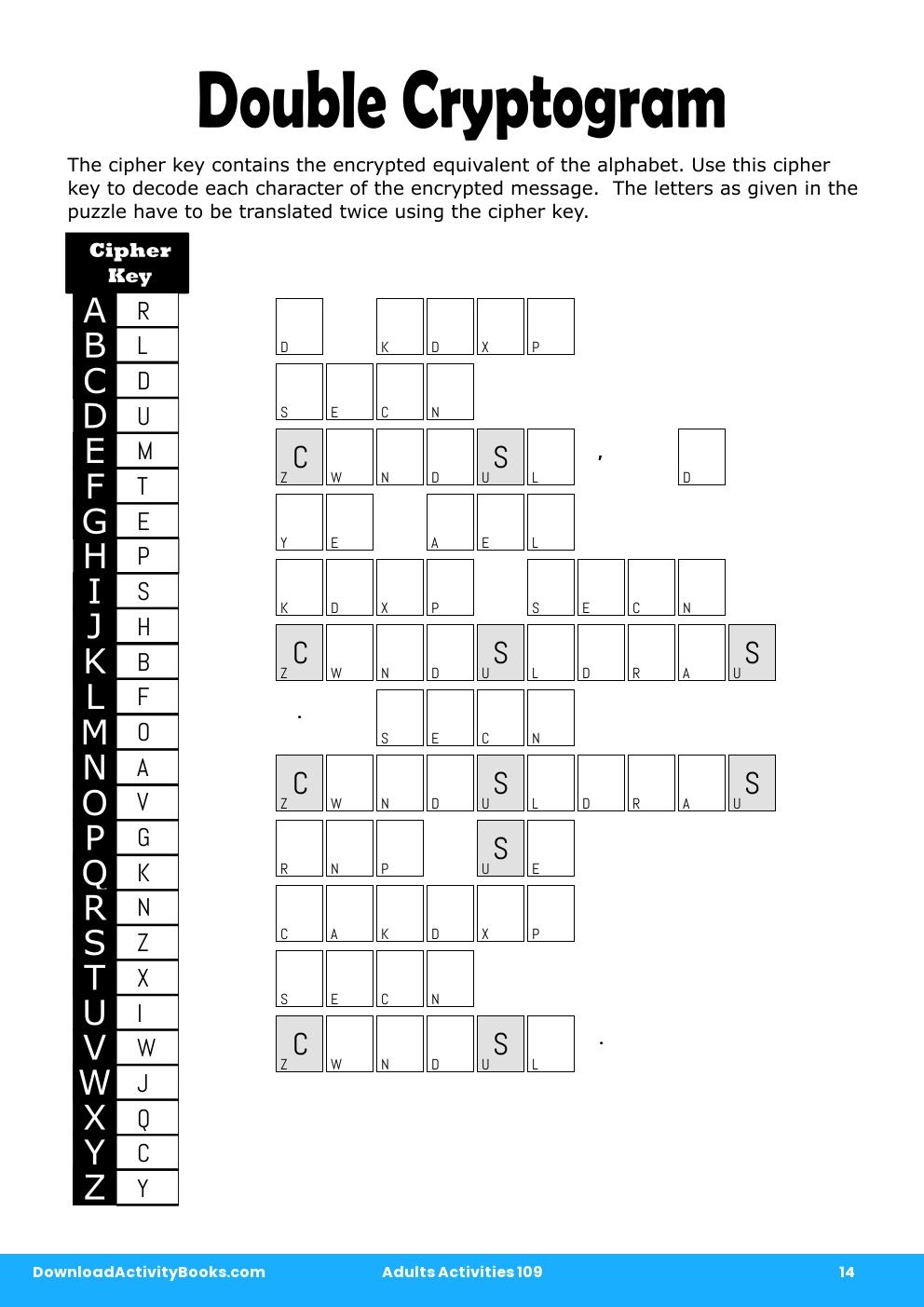 Double Cryptogram in Adults Activities 109