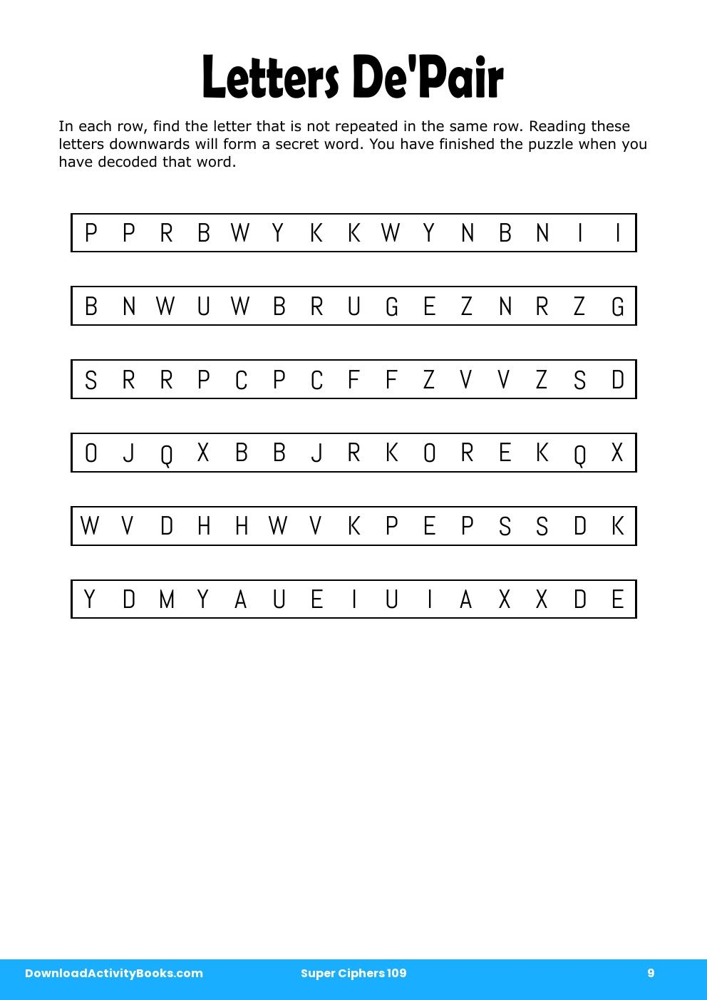Letters De'Pair in Super Ciphers 109