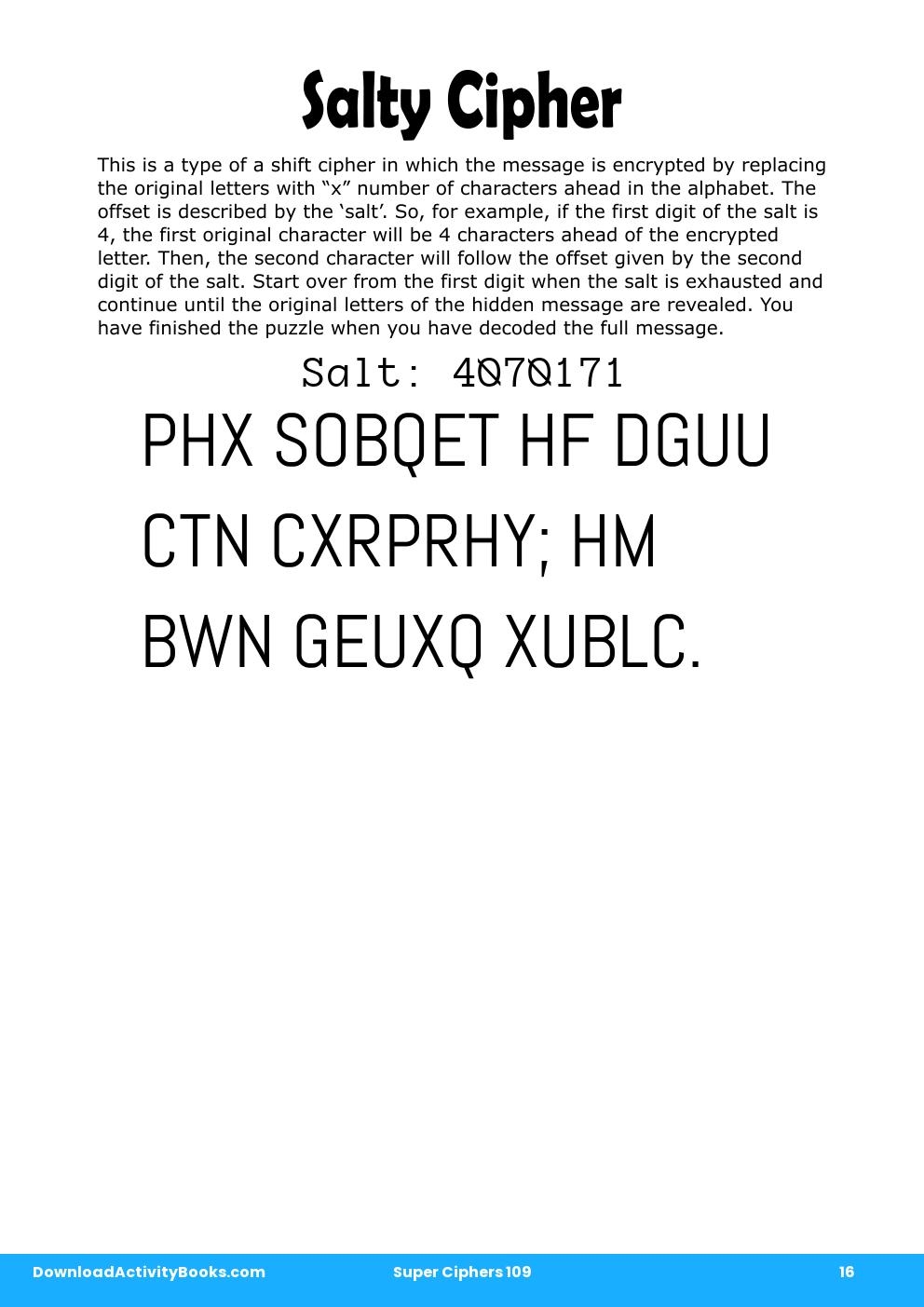 Salty Cipher in Super Ciphers 109