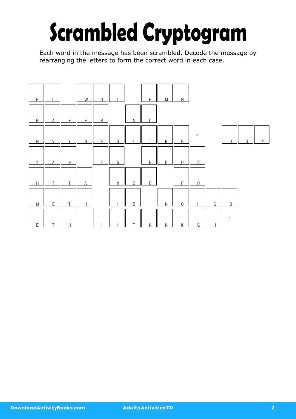 Scrambled Cryptogram in Adults Activities 110