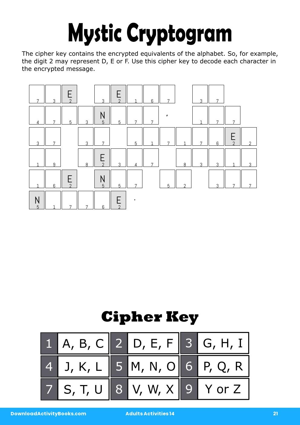 Mystic Cryptogram in Adults Activities 14