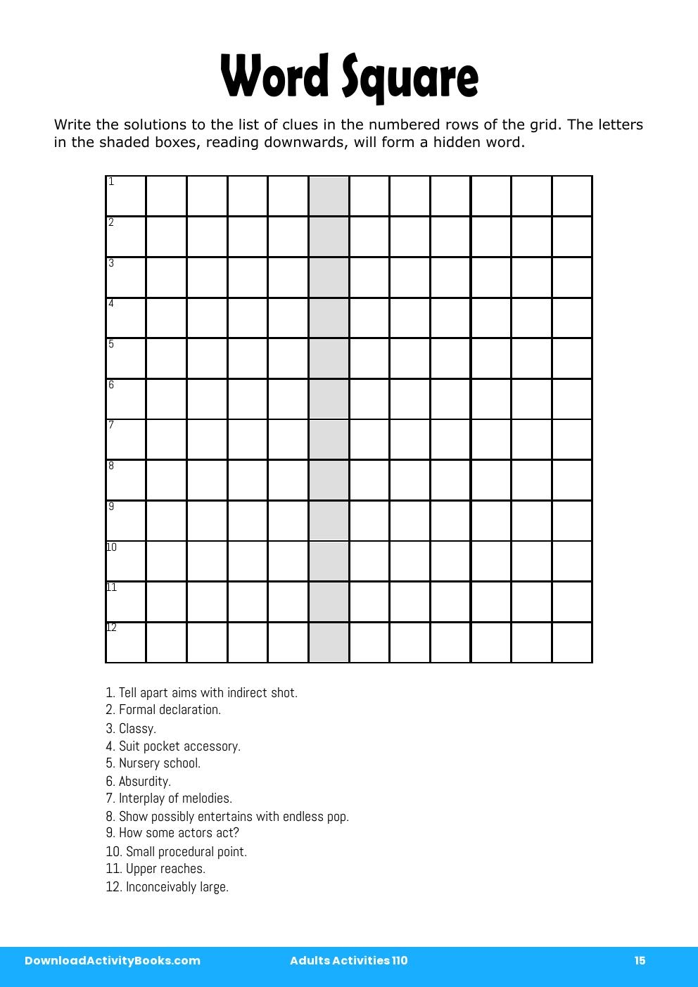 Word Square in Adults Activities 110