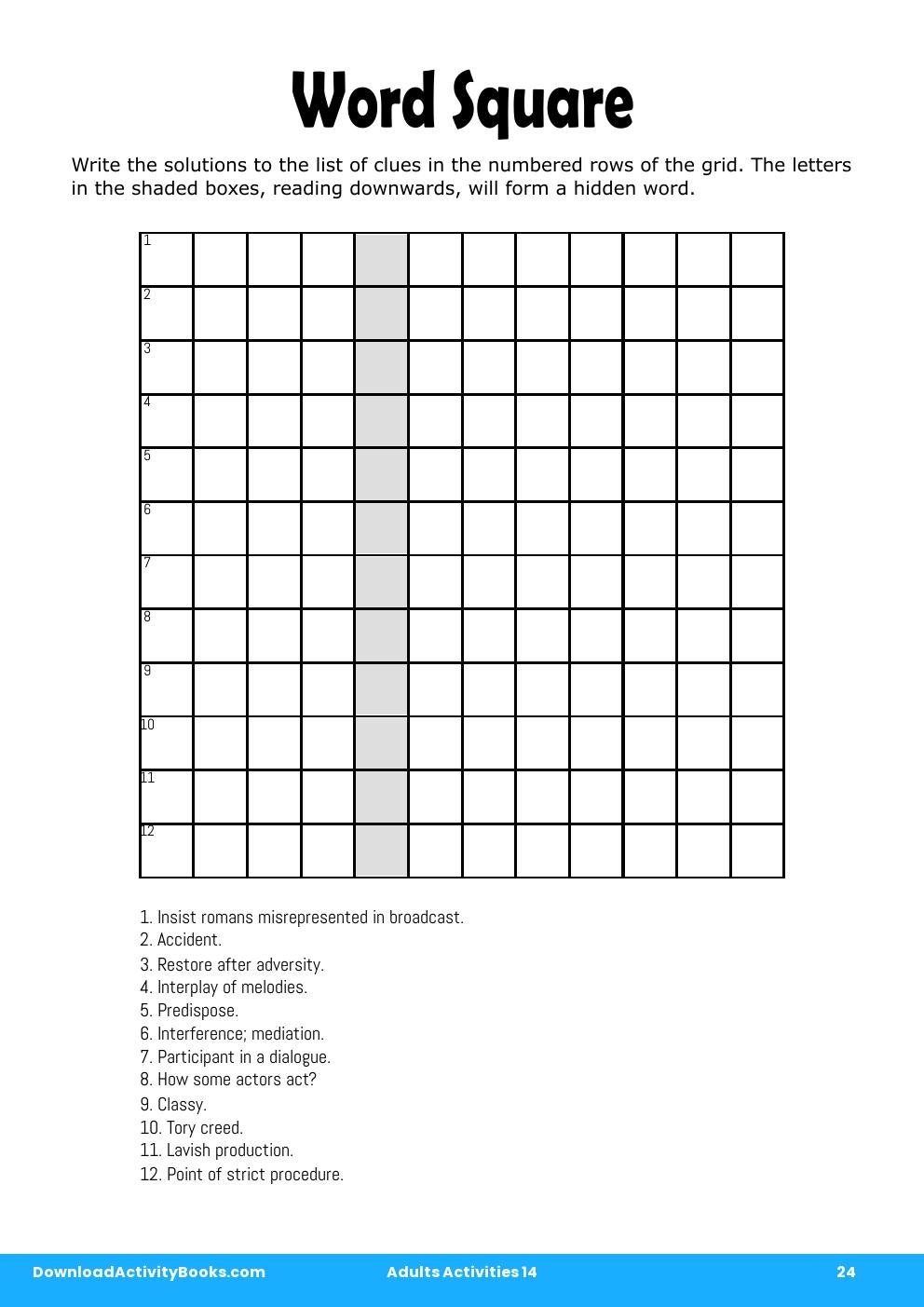 Word Square in Adults Activities 14