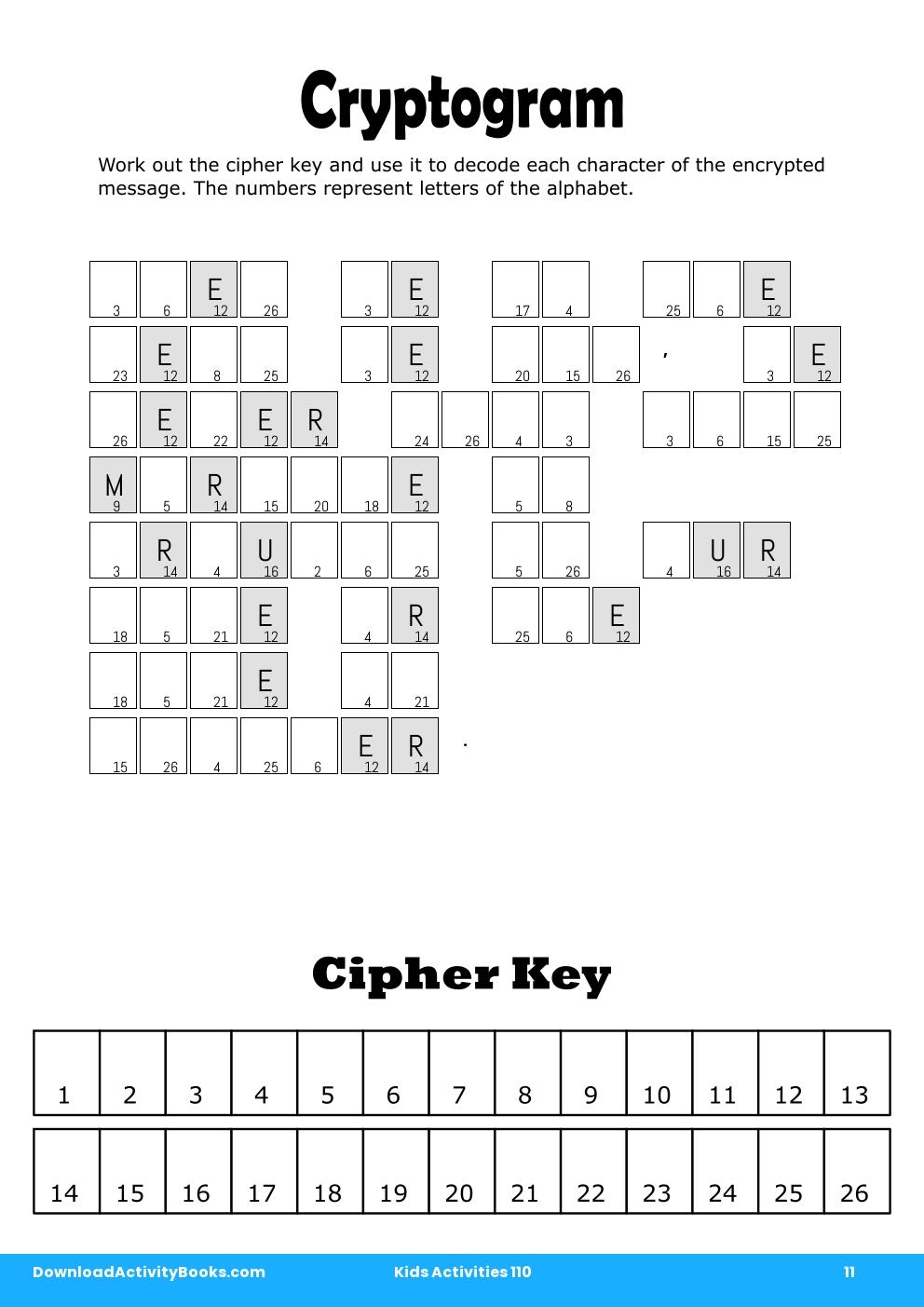 Cryptogram in Kids Activities 110