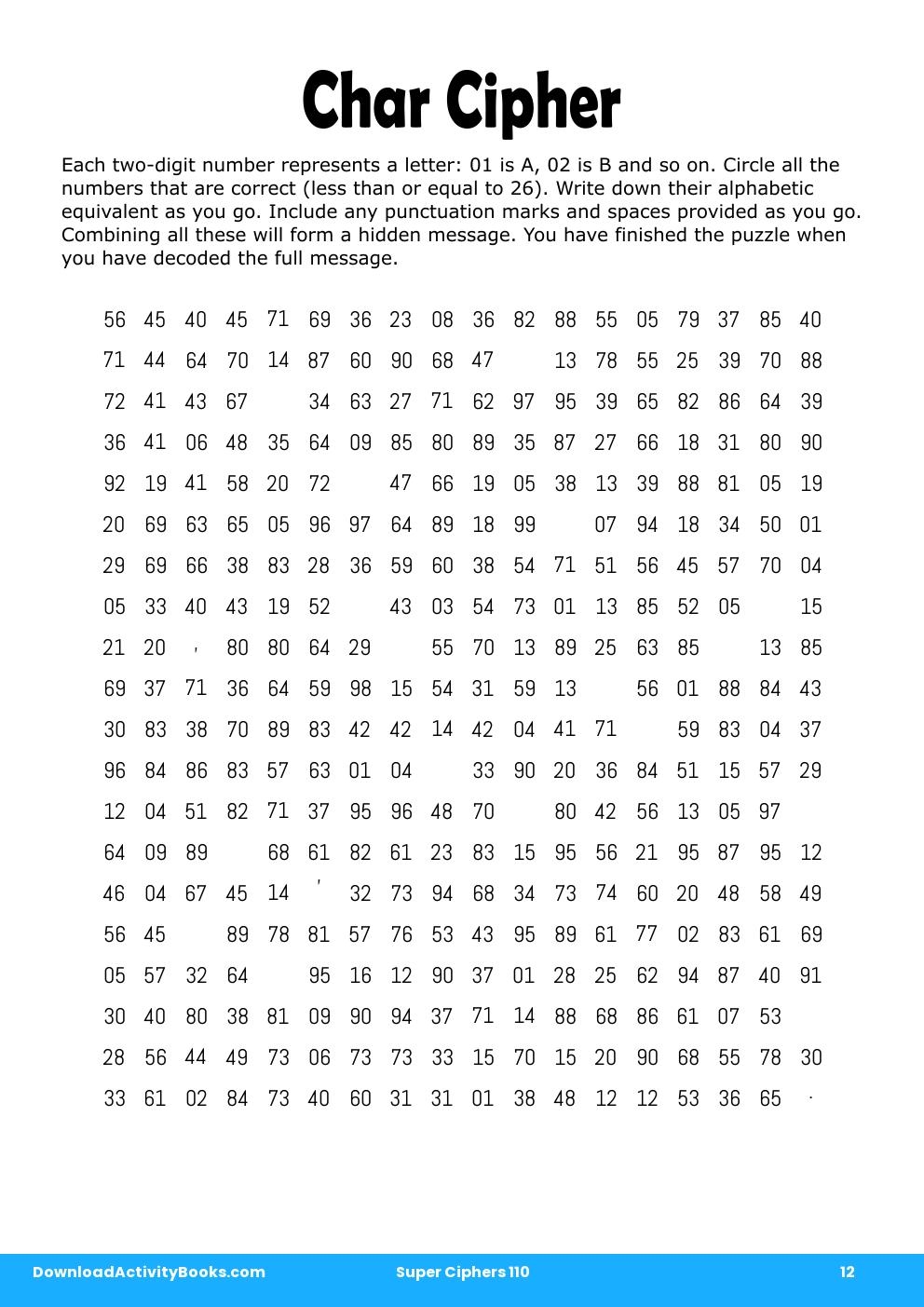 Char Cipher in Super Ciphers 110