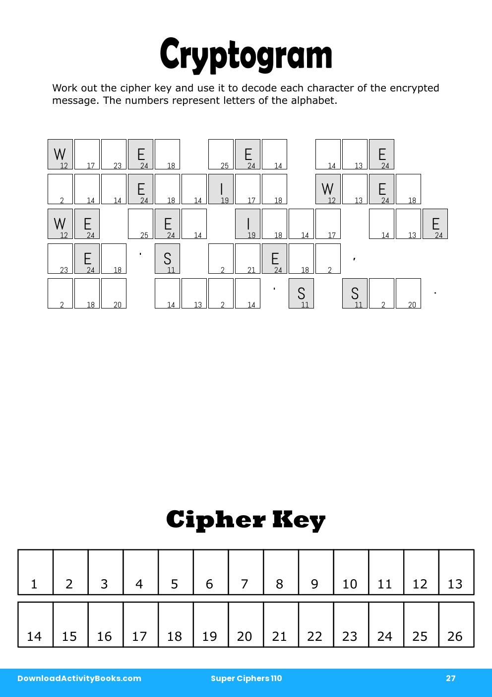 Cryptogram in Super Ciphers 110