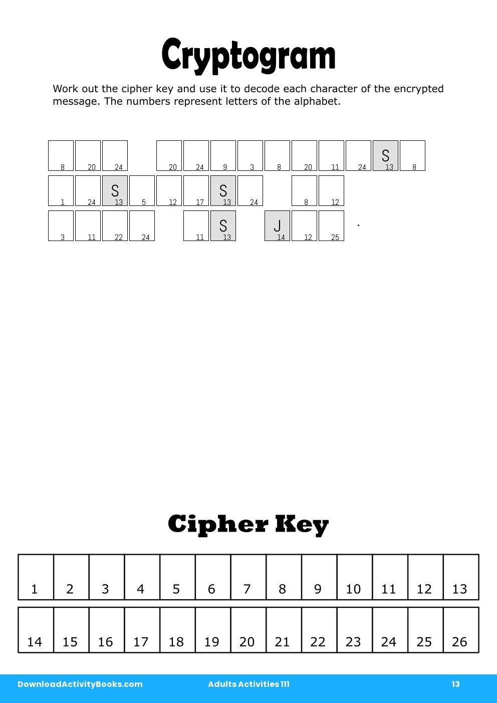 Cryptogram in Adults Activities 111