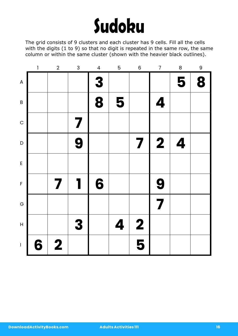Sudoku in Adults Activities 111
