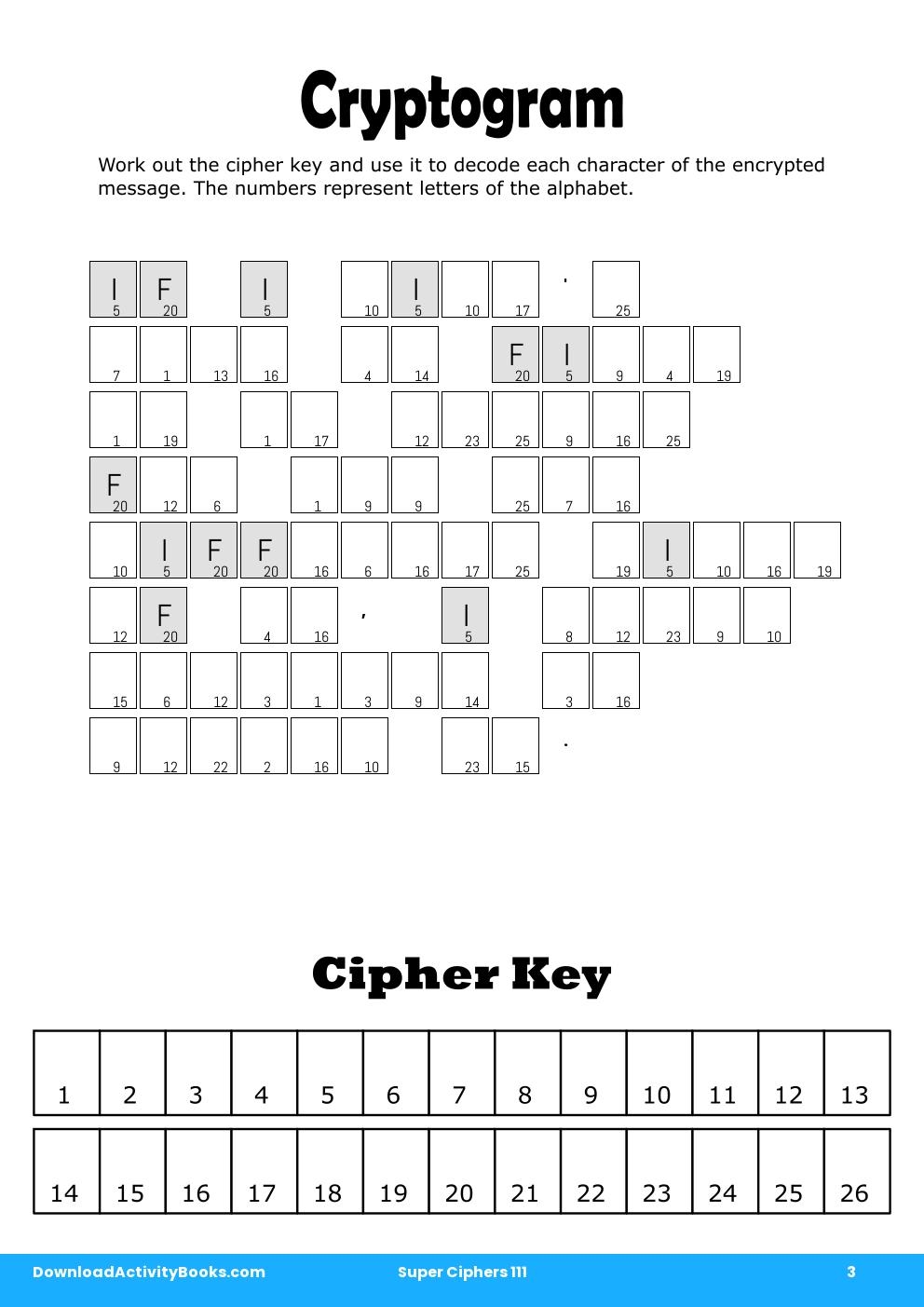 Cryptogram in Super Ciphers 111