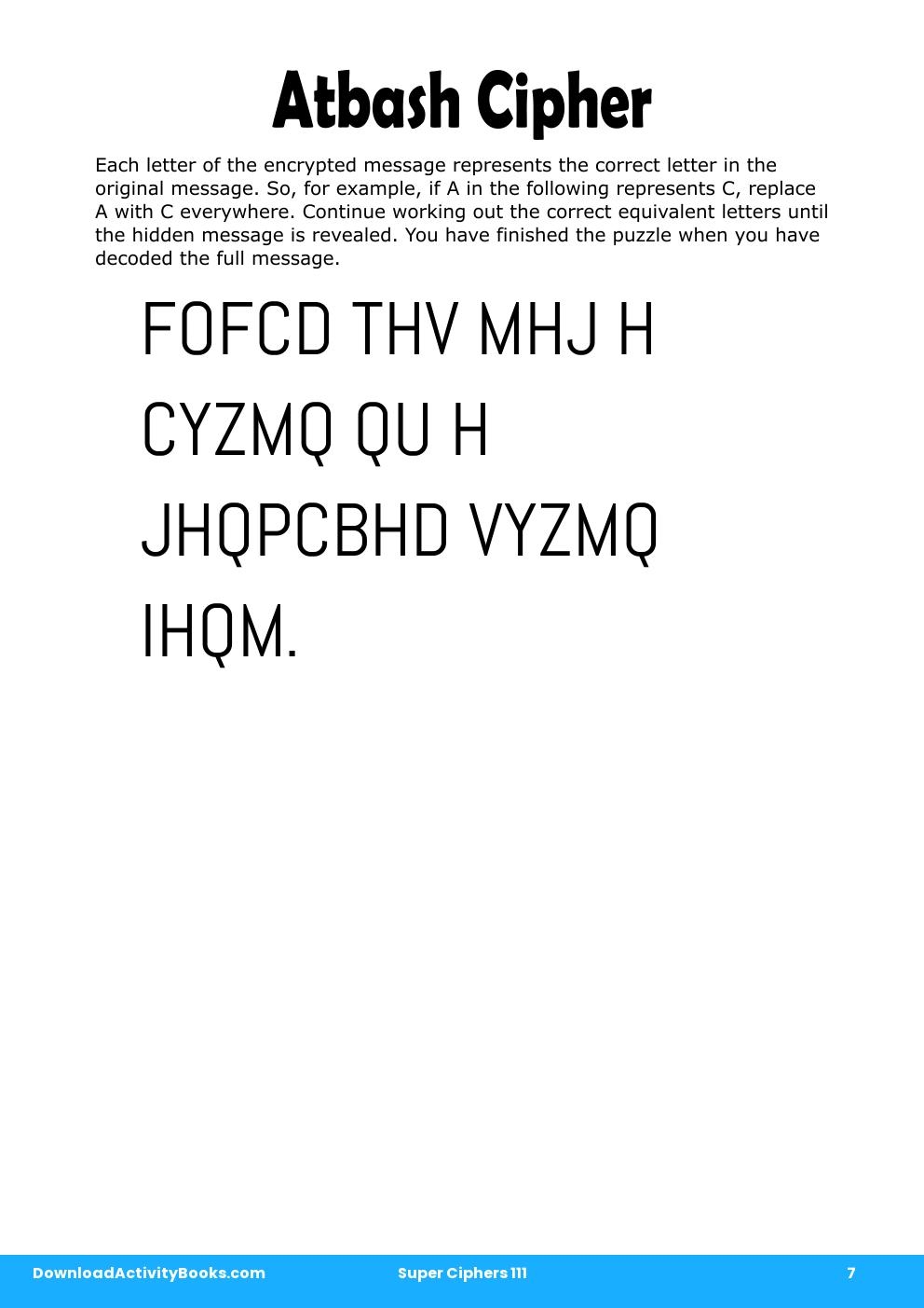 Atbash Cipher in Super Ciphers 111