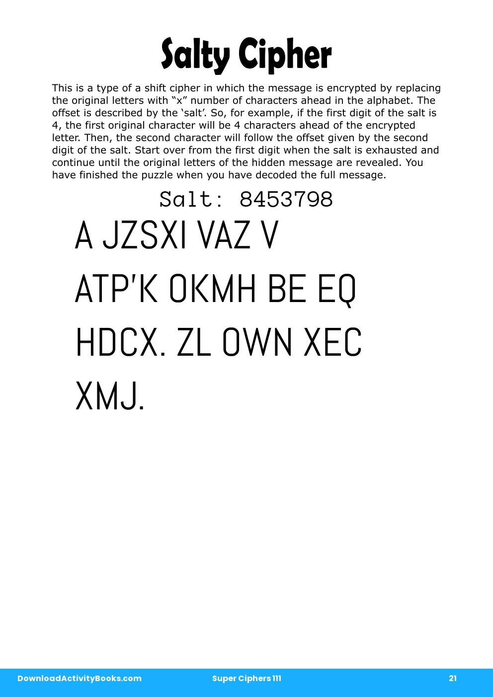 Salty Cipher in Super Ciphers 111