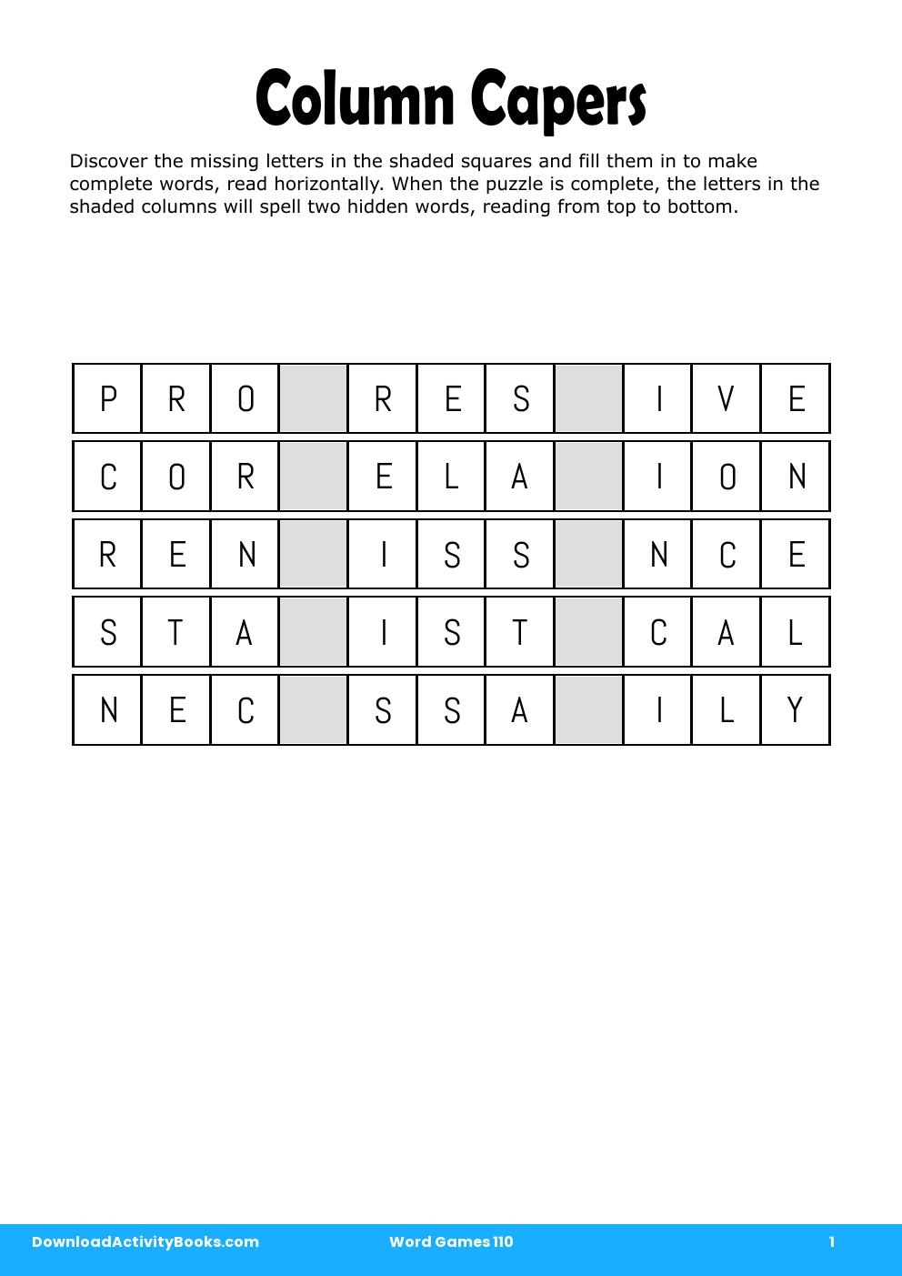 Column Capers in Word Games 110