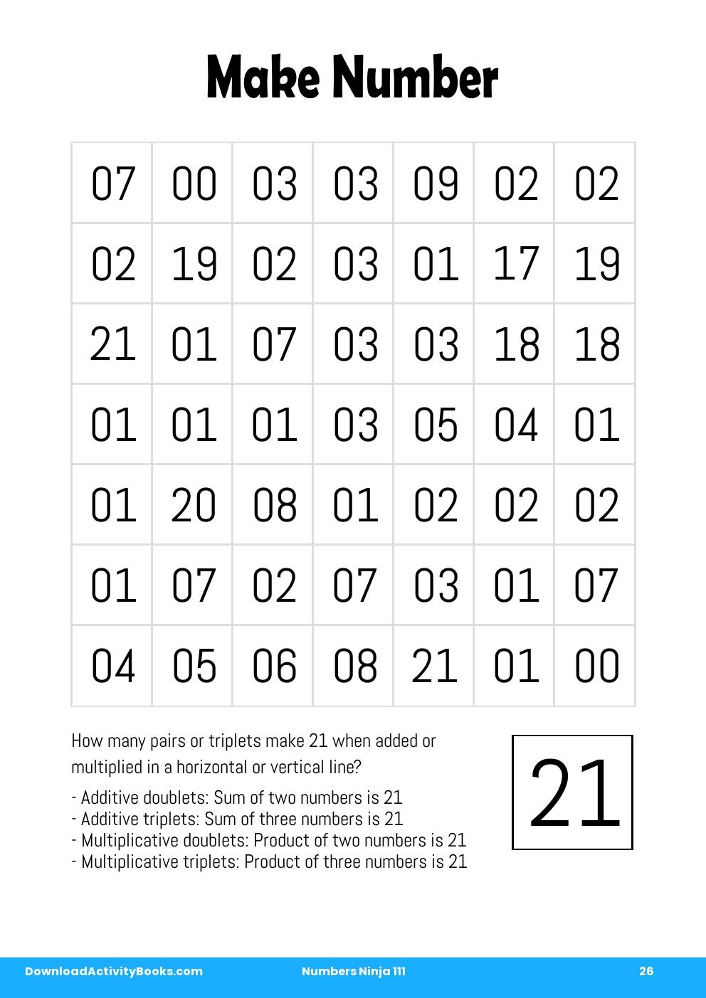 Make Number in Numbers Ninja 111