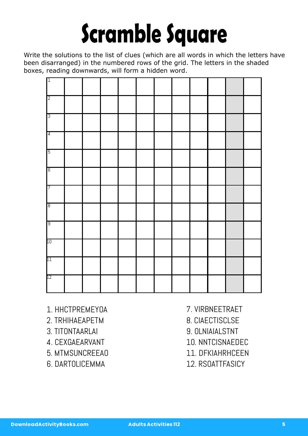 Scramble Square in Adults Activities 112