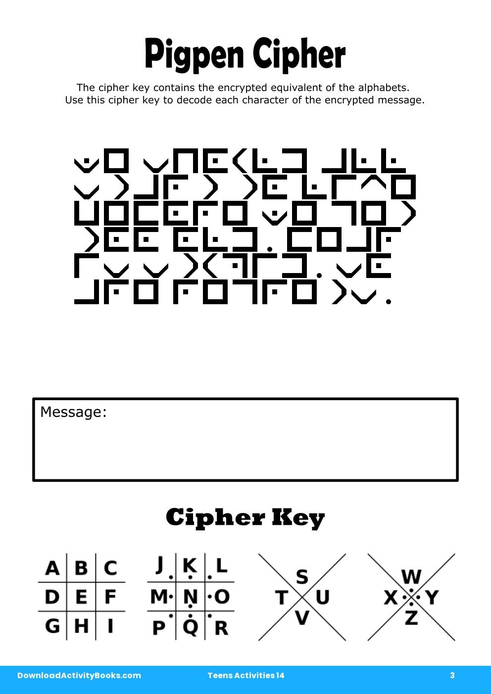 Pigpen Cipher in Teens Activities 14