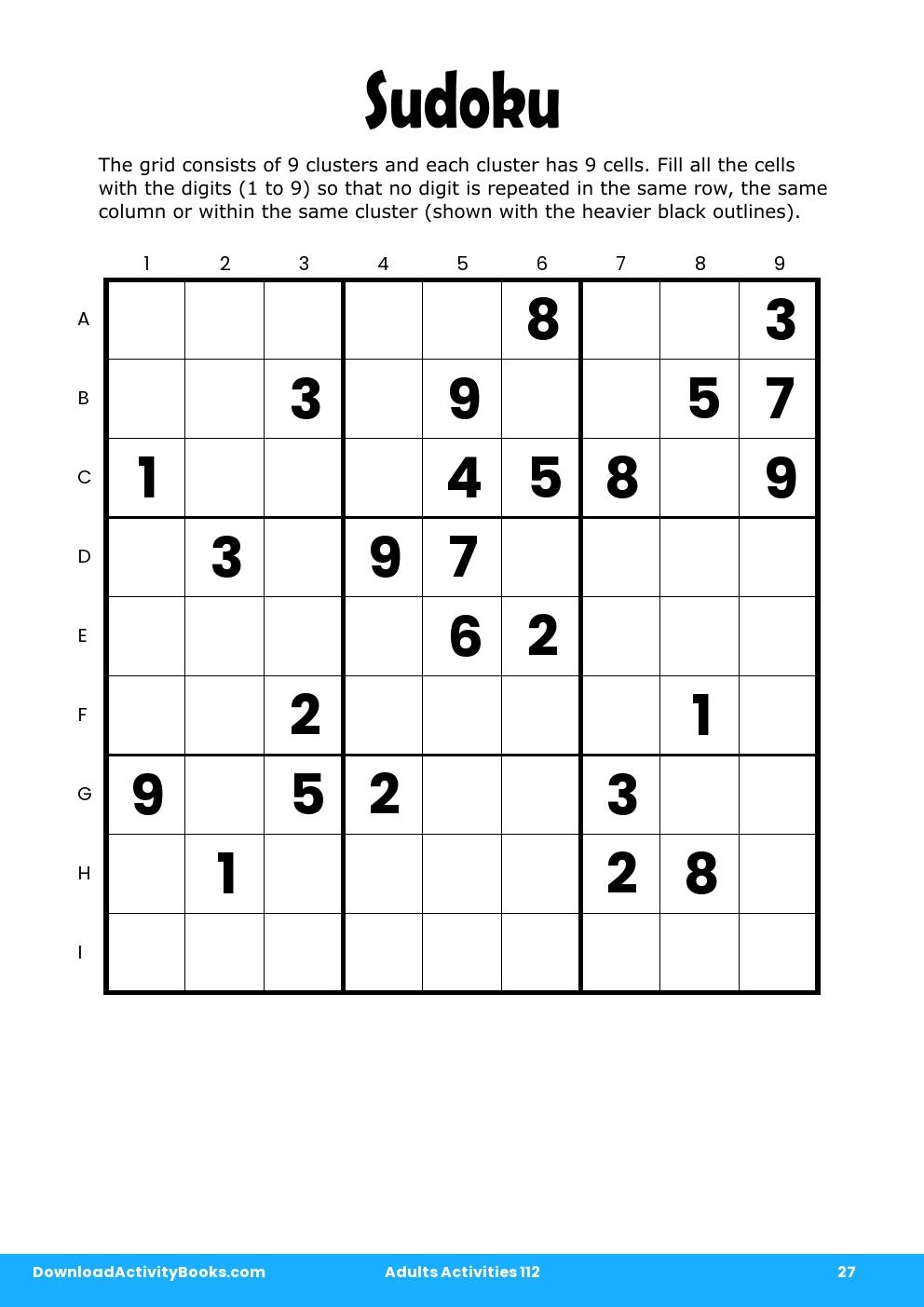 Sudoku in Adults Activities 112