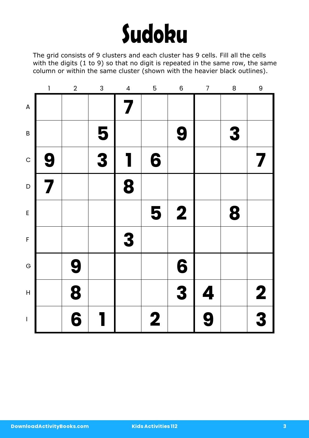 Sudoku in Kids Activities 112