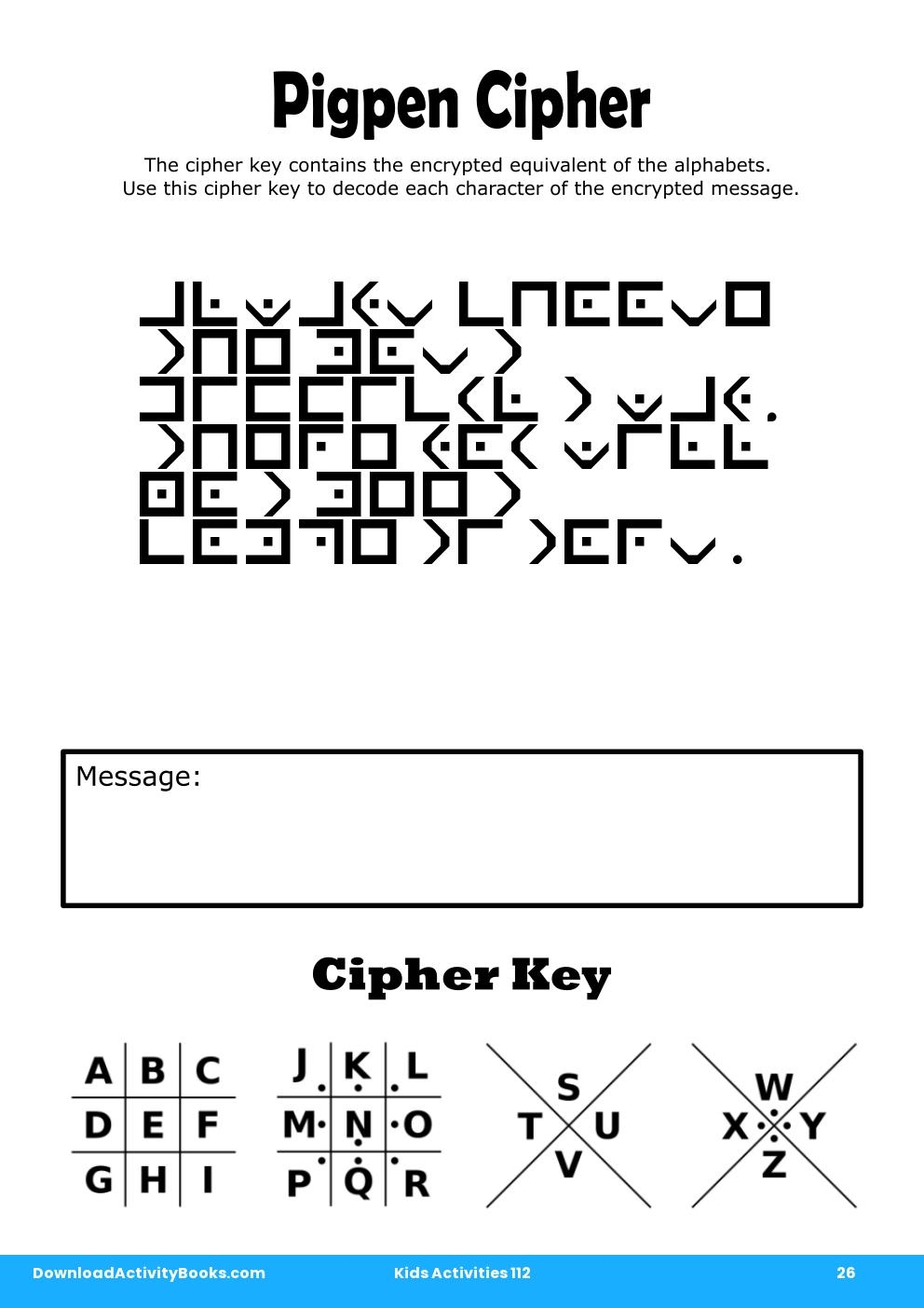 Pigpen Cipher in Kids Activities 112