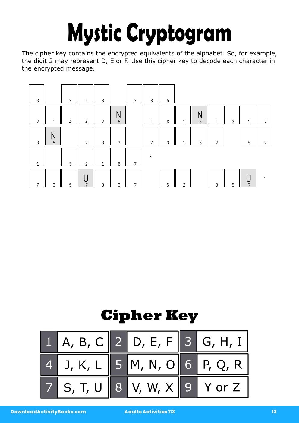 Mystic Cryptogram in Adults Activities 113
