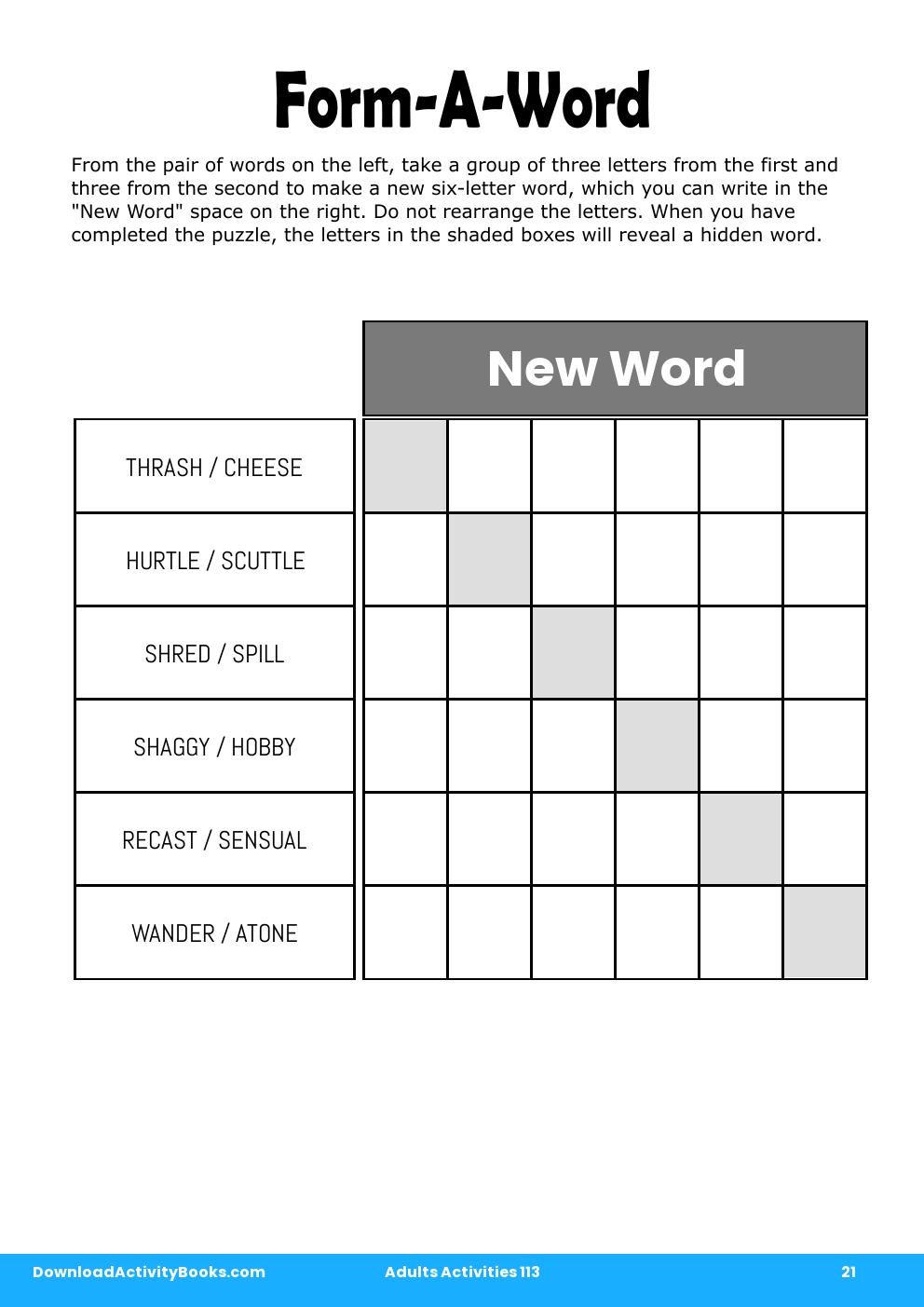 Form-A-Word in Adults Activities 113