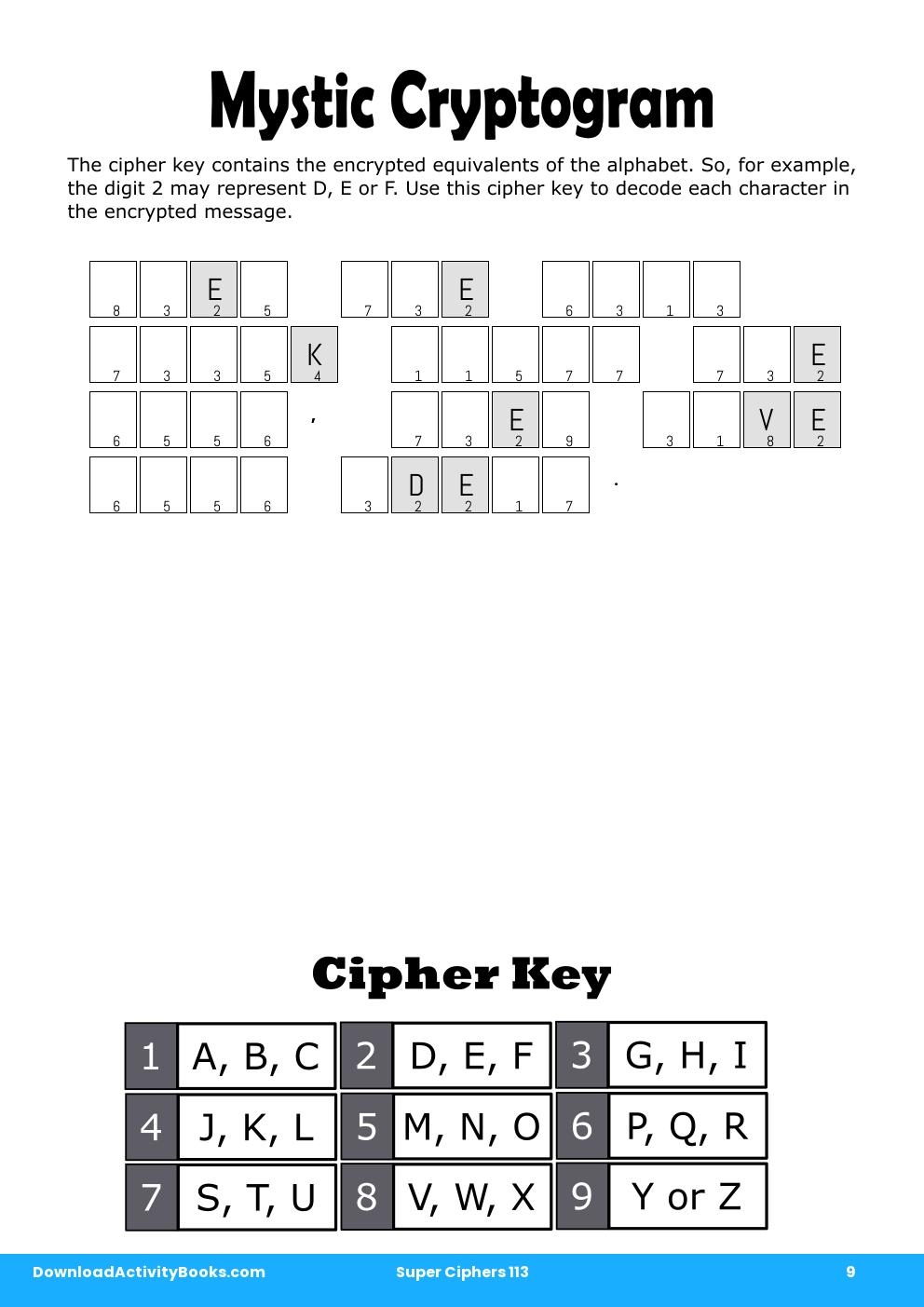 Mystic Cryptogram in Super Ciphers 113