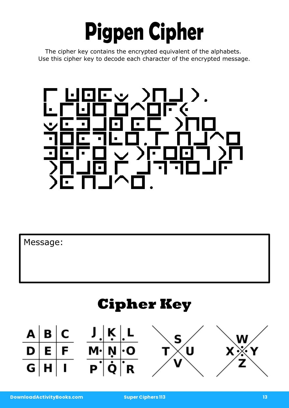 Pigpen Cipher in Super Ciphers 113