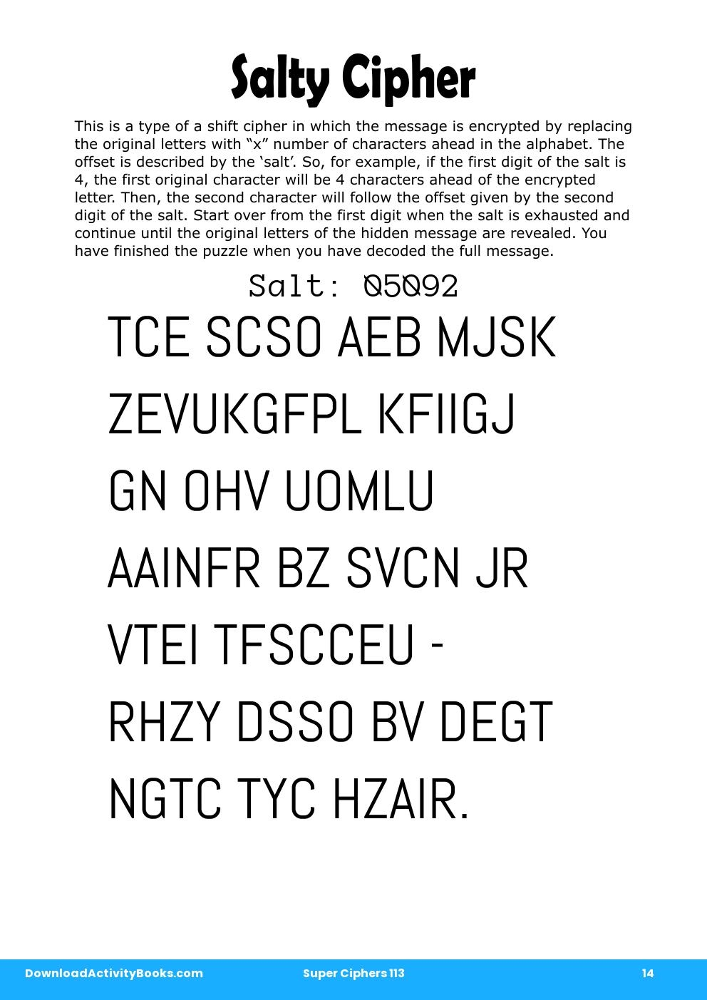 Salty Cipher in Super Ciphers 113