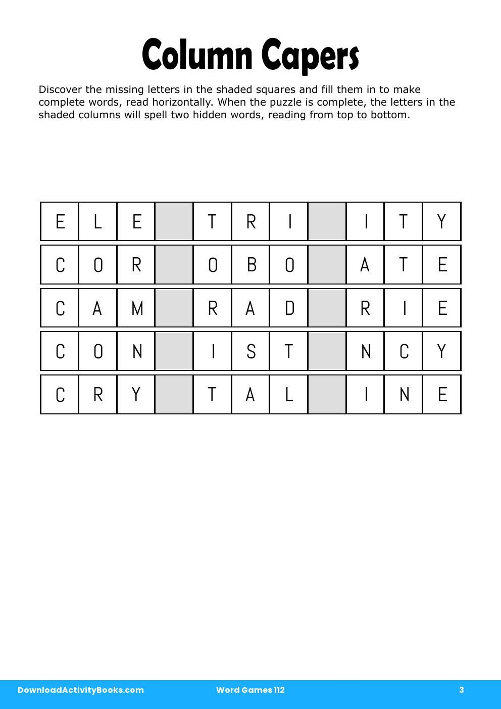 Column Capers in Word Games 112