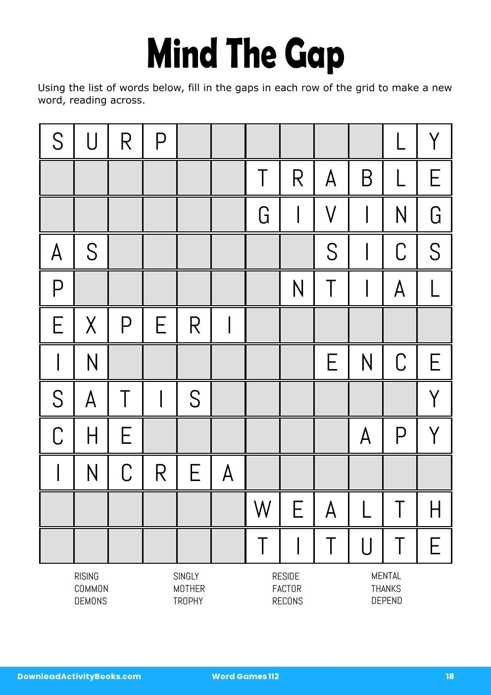 Mind The Gap in Word Games 112