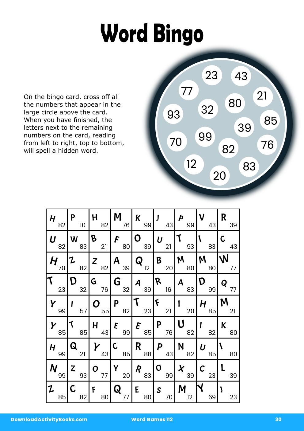 Word Bingo in Word Games 112