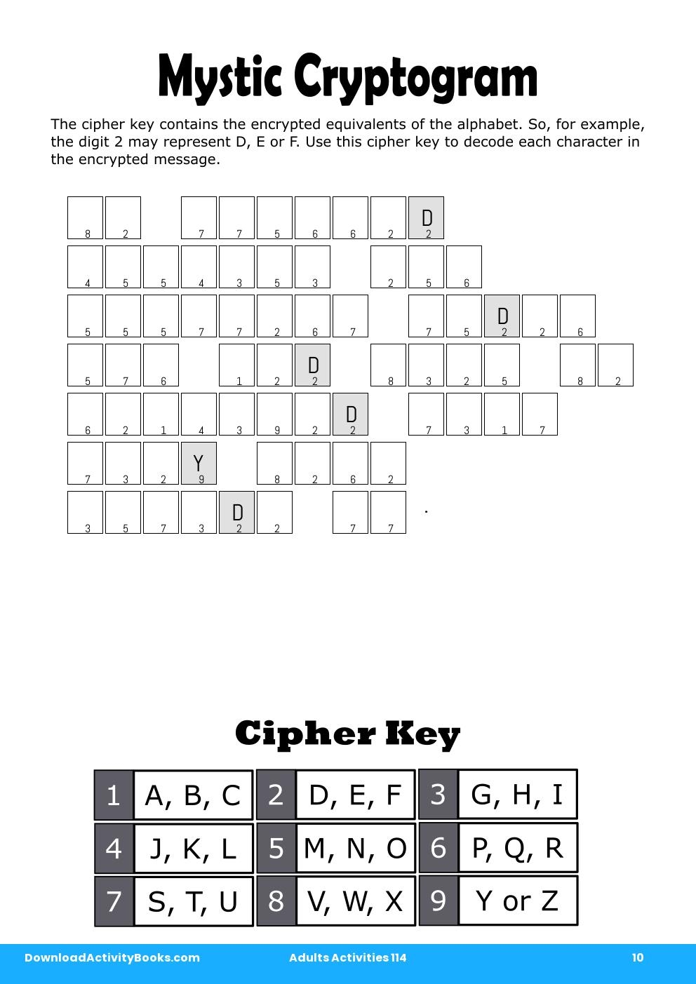 Mystic Cryptogram in Adults Activities 114