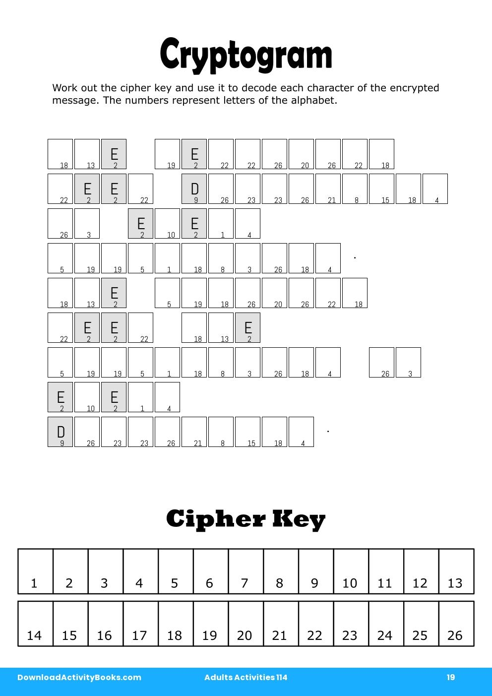 Cryptogram in Adults Activities 114