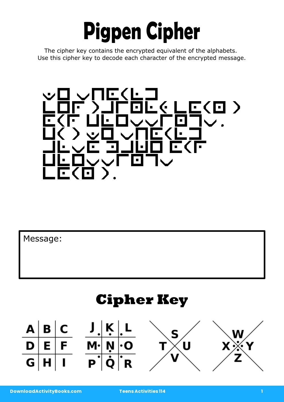 Pigpen Cipher in Teens Activities 114