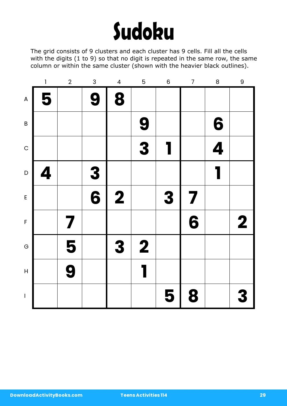 Sudoku in Teens Activities 114
