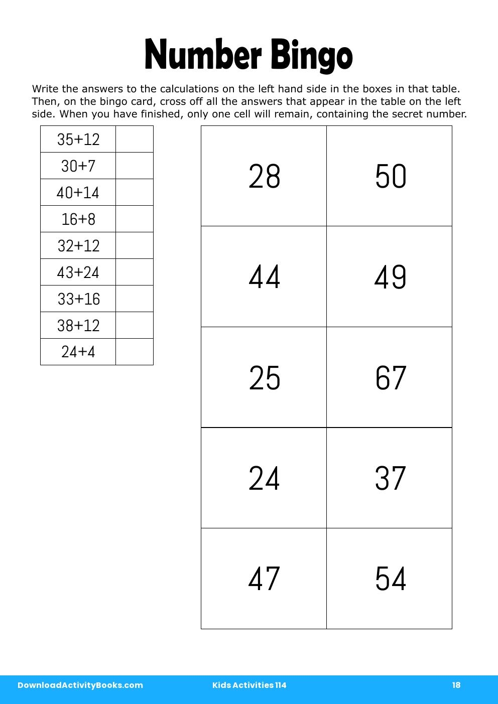 Number Bingo in Kids Activities 114