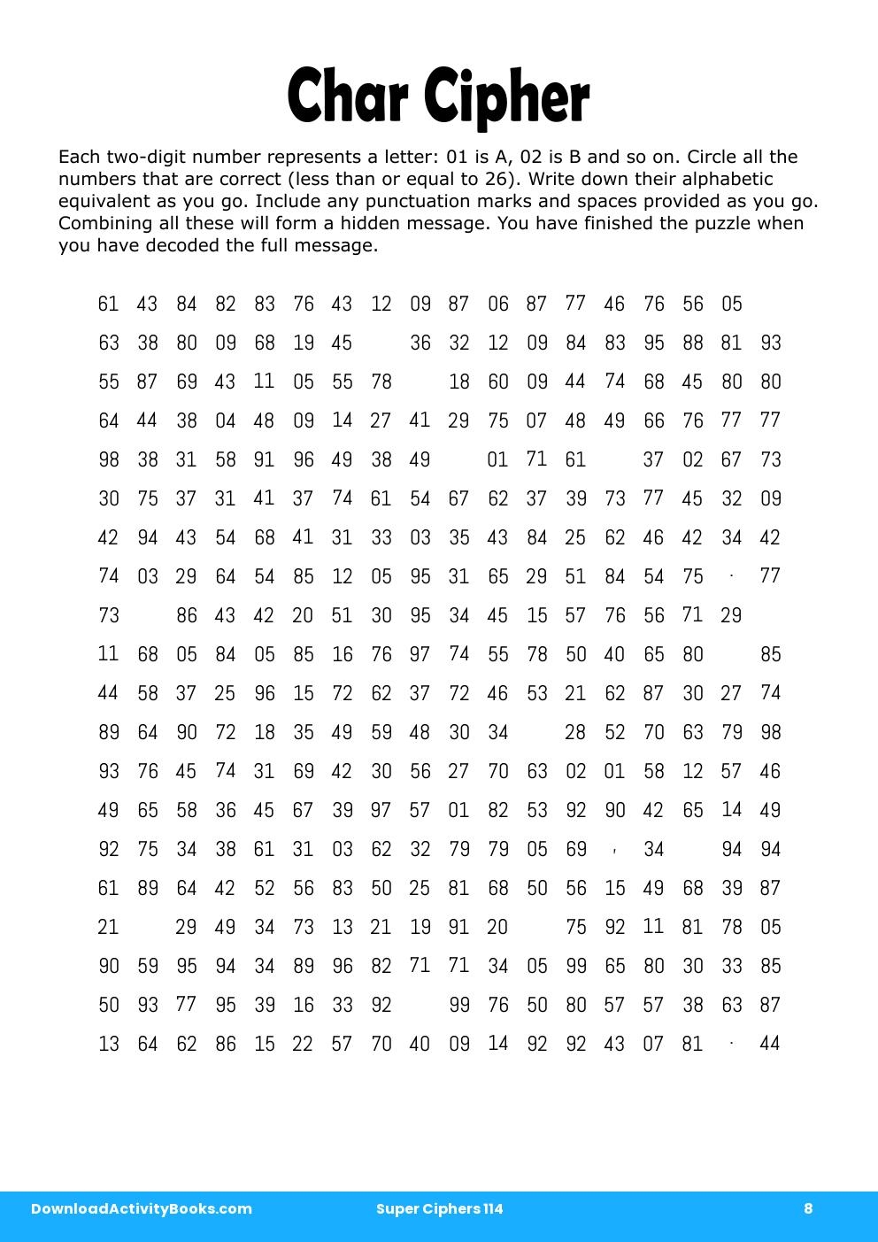 Char Cipher in Super Ciphers 114
