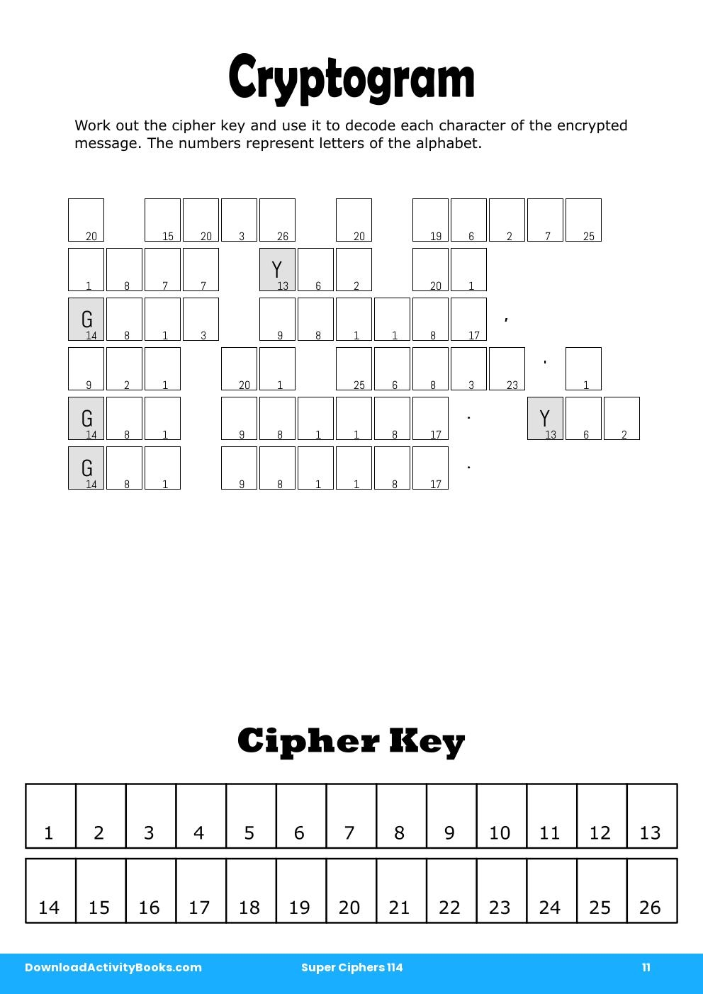 Cryptogram in Super Ciphers 114